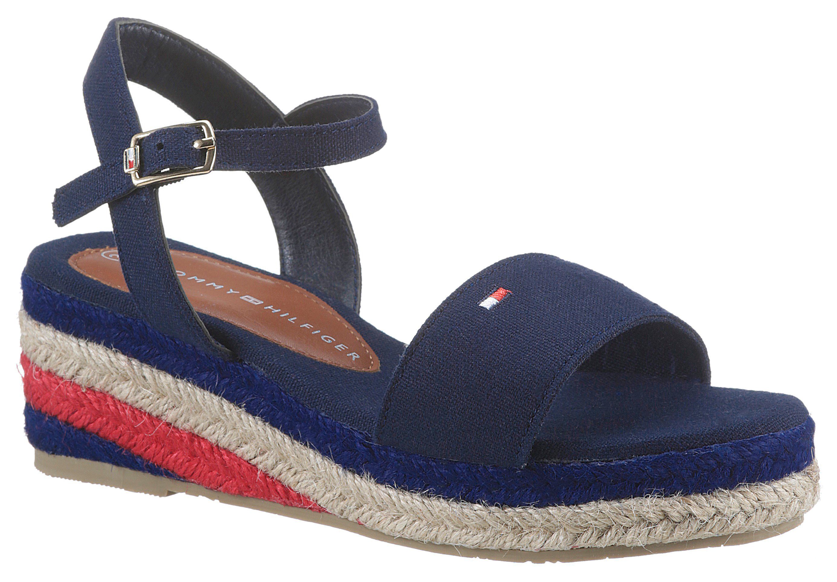 Keilsandalette mit farbigem Hilfiger navy-kombiniert Juteabsatz ROPE Tommy WEDGE SANDAL