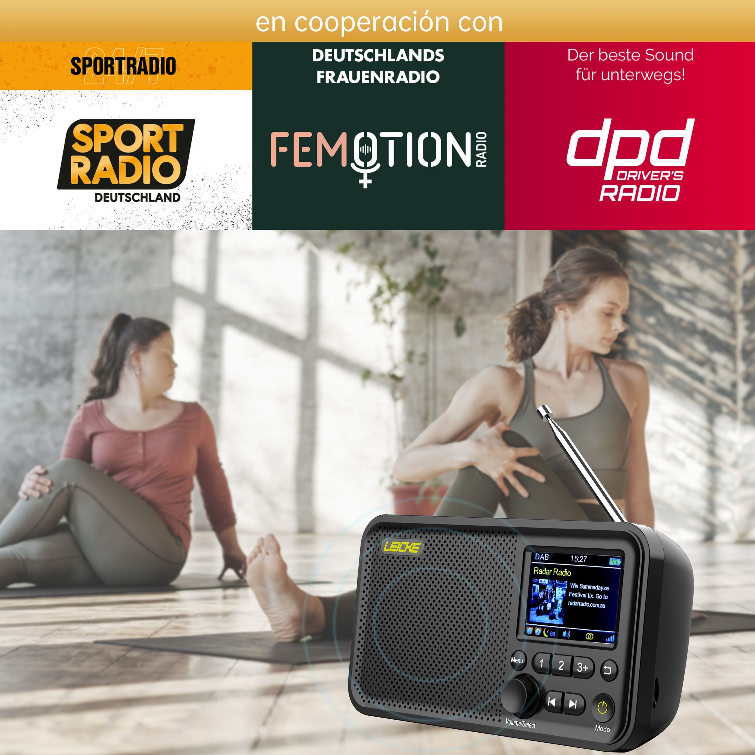 Leicke Tragbares DAB+ Radio DAB+ und UKW Radio, Küchenradio, 2,4" Farbdisplay Radio (5 W, 80 Voreinstellungen, MicroSD/TF/AUX Anschluss, Alarmfunktionen) – Bild 4 von 5