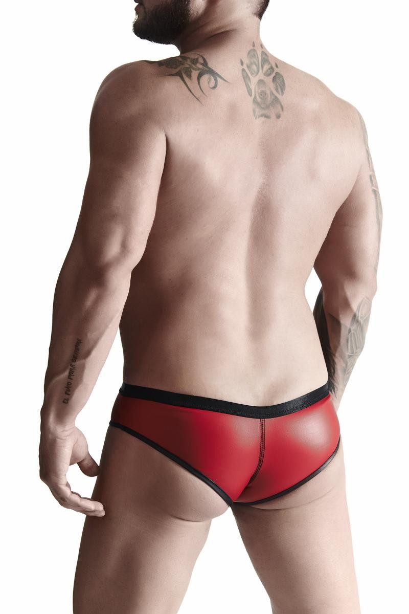 Regnes Fetish Planet Slip Herren Slip in rot schwarz aus mattem Wetlook-Material sexy Herren Sli