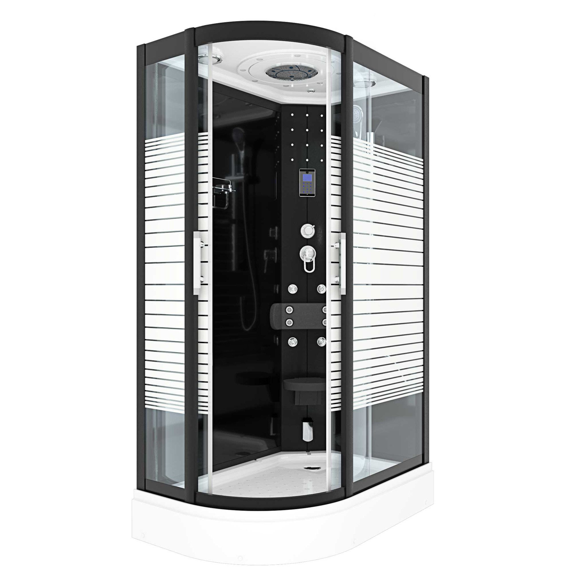 AcquaVapore Dampfdusche Dampfdusche Dusche D30-73M2L Schwarz 120x80, Sicherheitsglas ESG