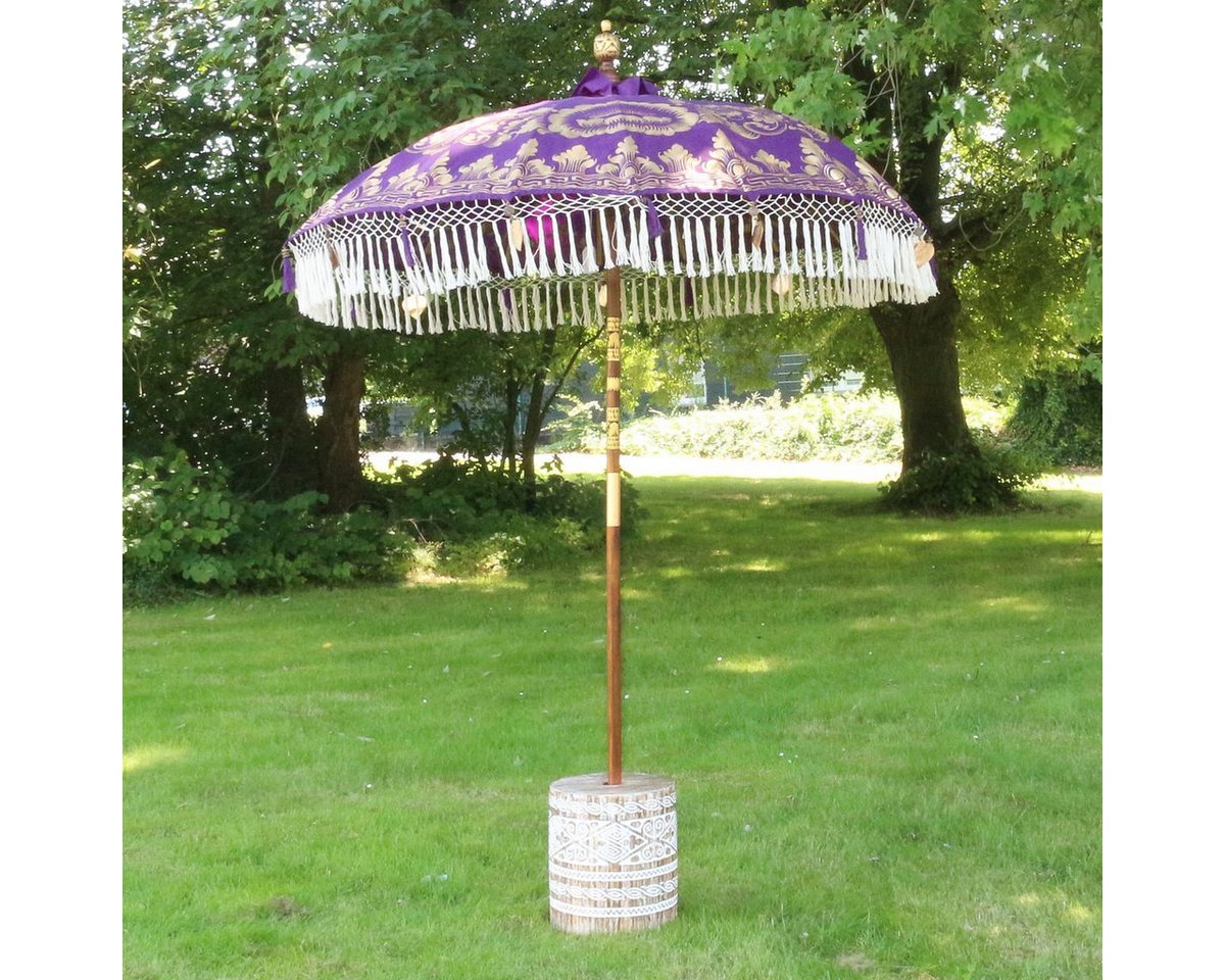 Thumbnail - Oriental Galerie Sonnenschirm Lila Gold Bali Garten-Sonnenschirm 180 cm Fransen Alice