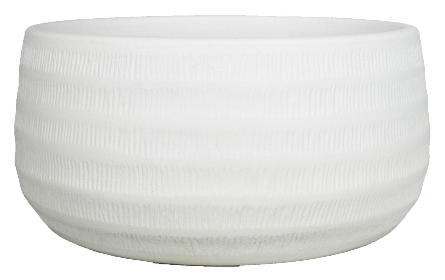INNA-Glas Dekoschale Keramikschale TIAM mit Rillen, weiß-matt, 14 cm, Ø 29 cm