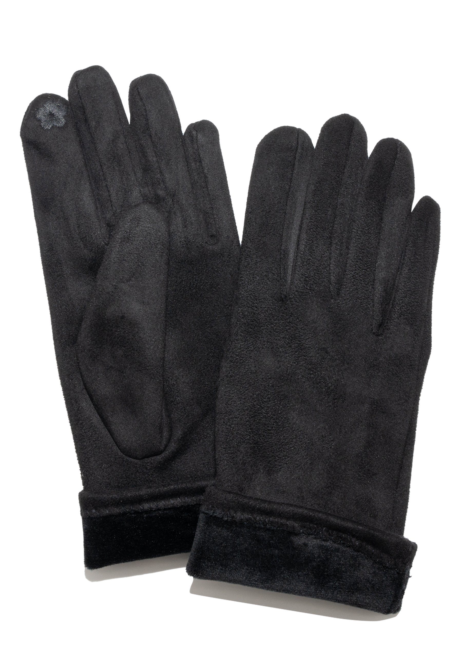 Seasons of April Baumwollhandschuhe Thea Damen Handschuhe elastisch Touchscreen aufgeraut in Wildlederoptik