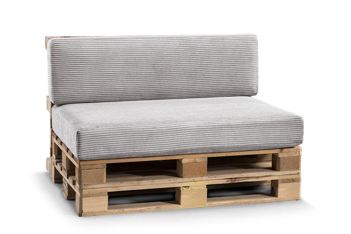 FAVRE Palettenkissen CosyRib Ribcord Garten Set PFLA(Sitzkissen 120x80+Rückenlehne 120x40), Kissen