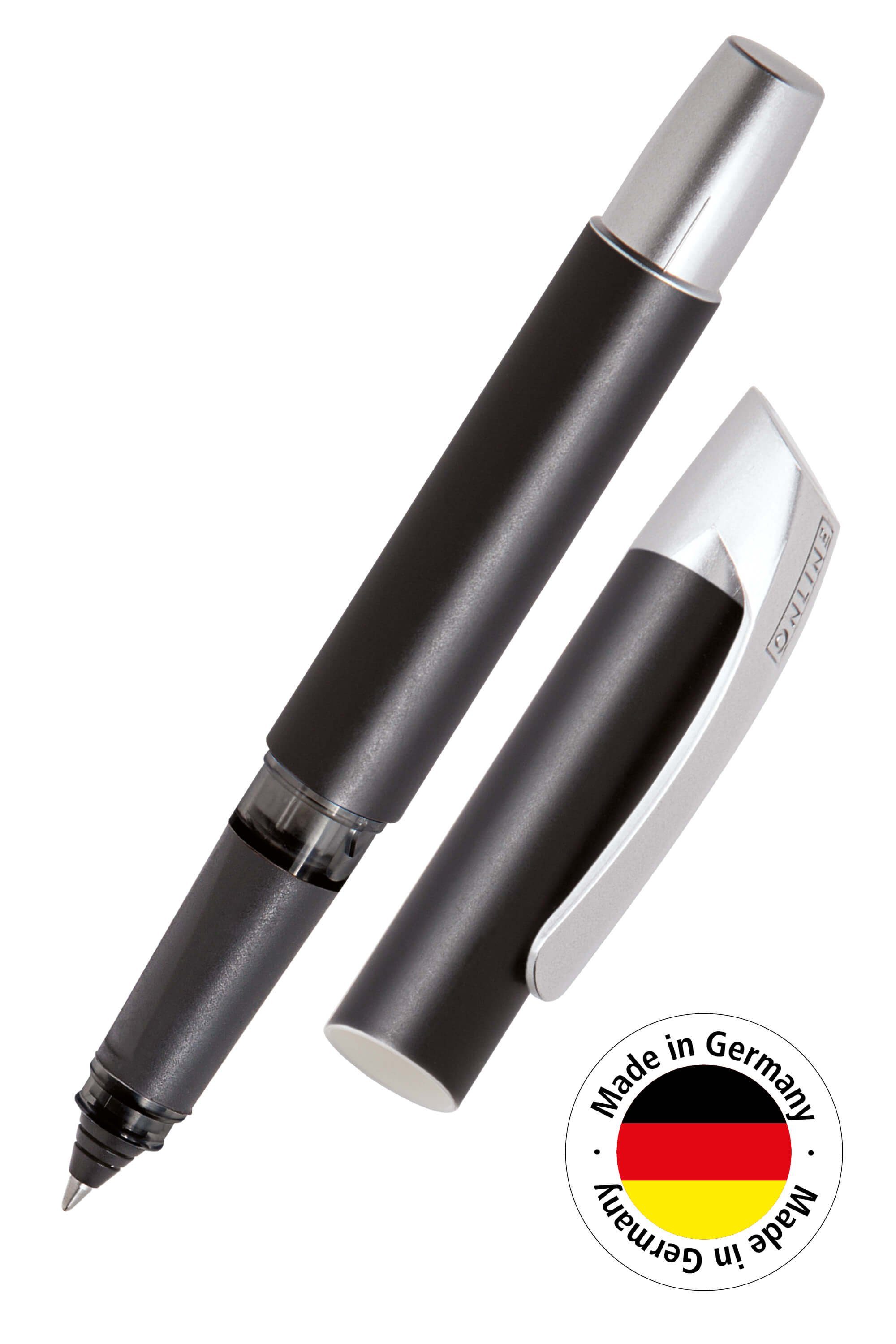 Online Pen Tintenroller Campus Tintenpatronen-Rollerball, ergonomisch, ideal für die Schule, hergestellt in Deutschland Black
