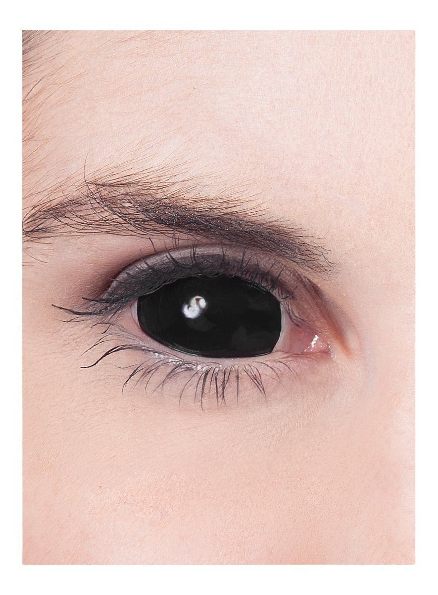 Metamorph Motivlinsen Sclera schwarz - Hexe Halloween Kontaktlinsen, 22 mm Durchmesser – bedecken das gesamte Auge!