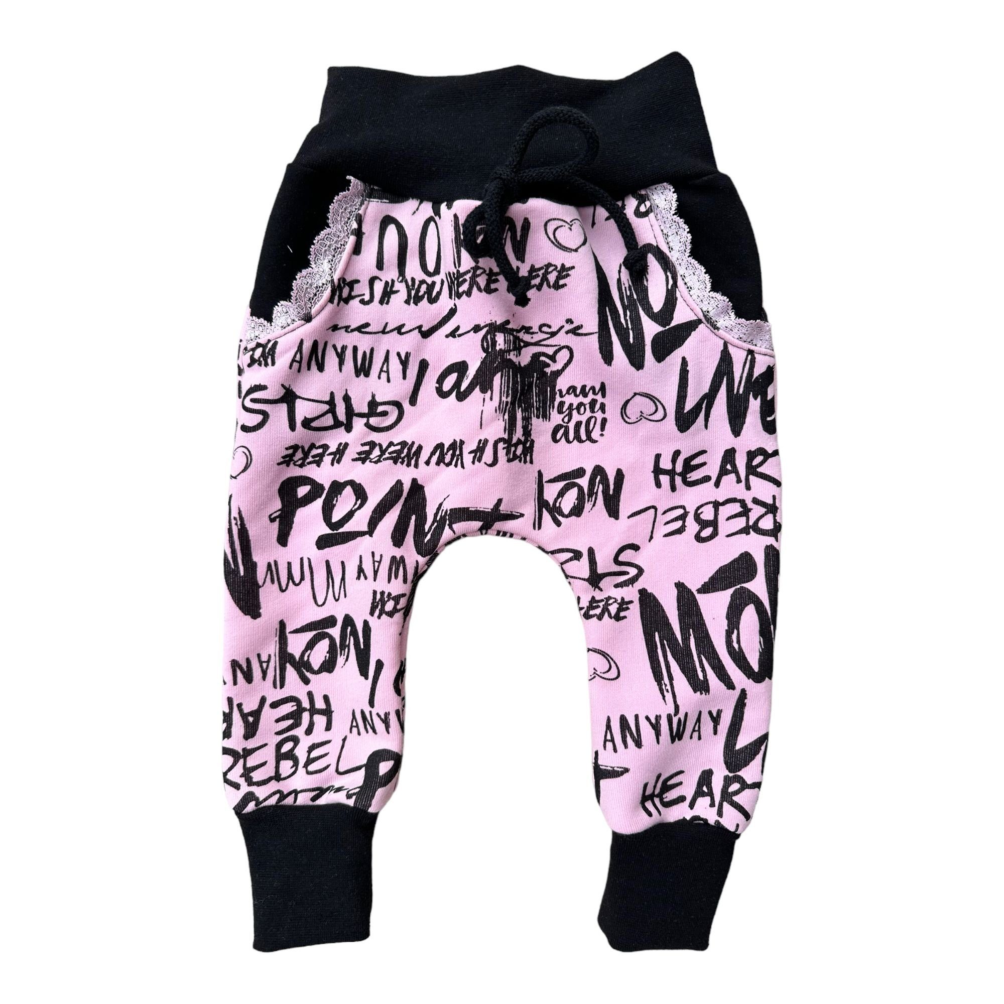 Pumphose Pumphose Schriftzug schwarz rosa