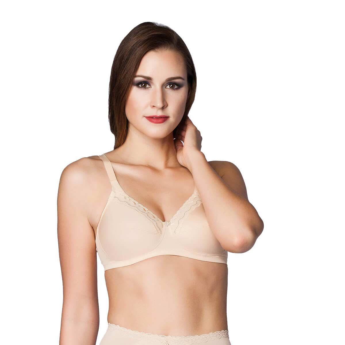 Miss Perfect Bügelloser BH 9954 Soft BH ohne Bügel aus Baumwolle mit Spitzenborte