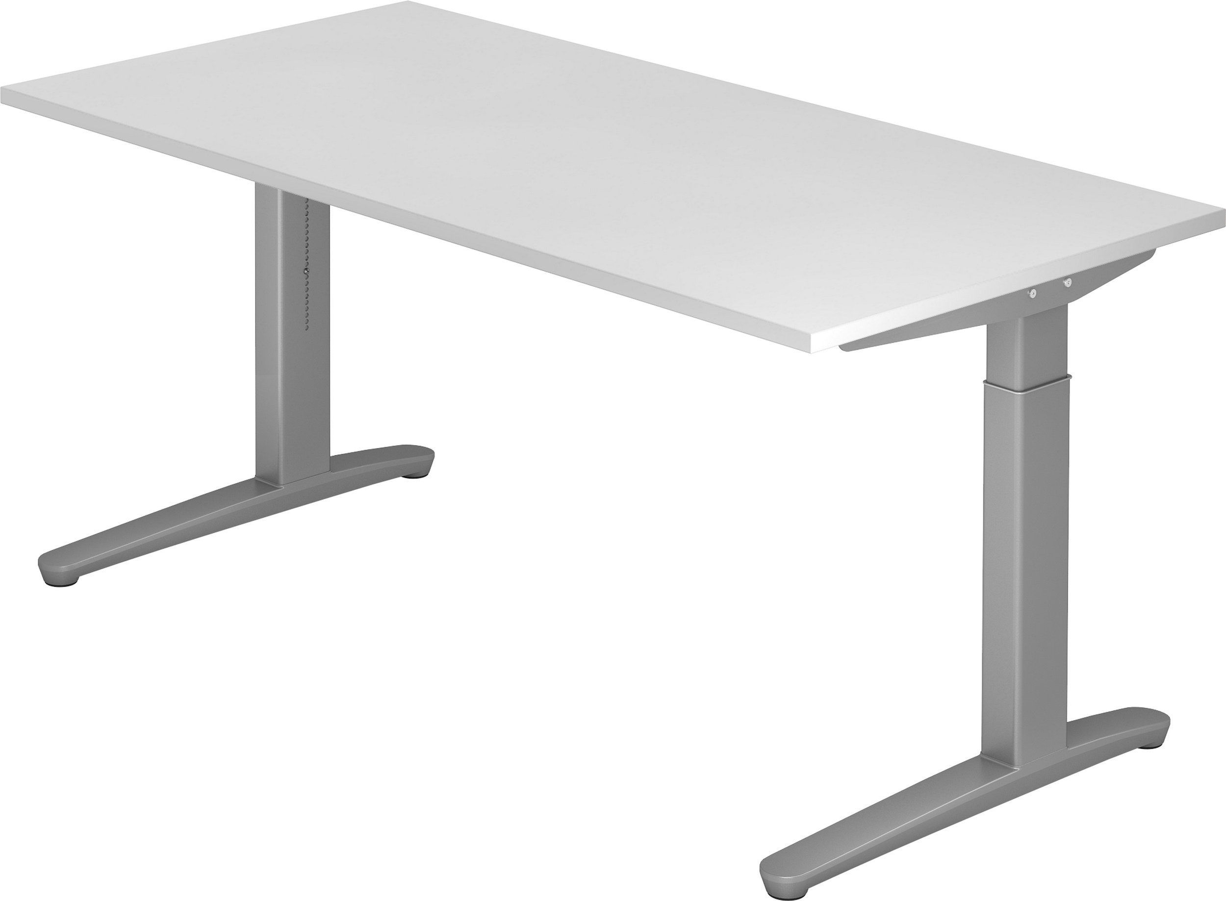 Schreibtisch Serie-XB, Gestell: Schreibtisch Silber Rechteck: x 80 cm - Dekor: bümö Weiß - 160