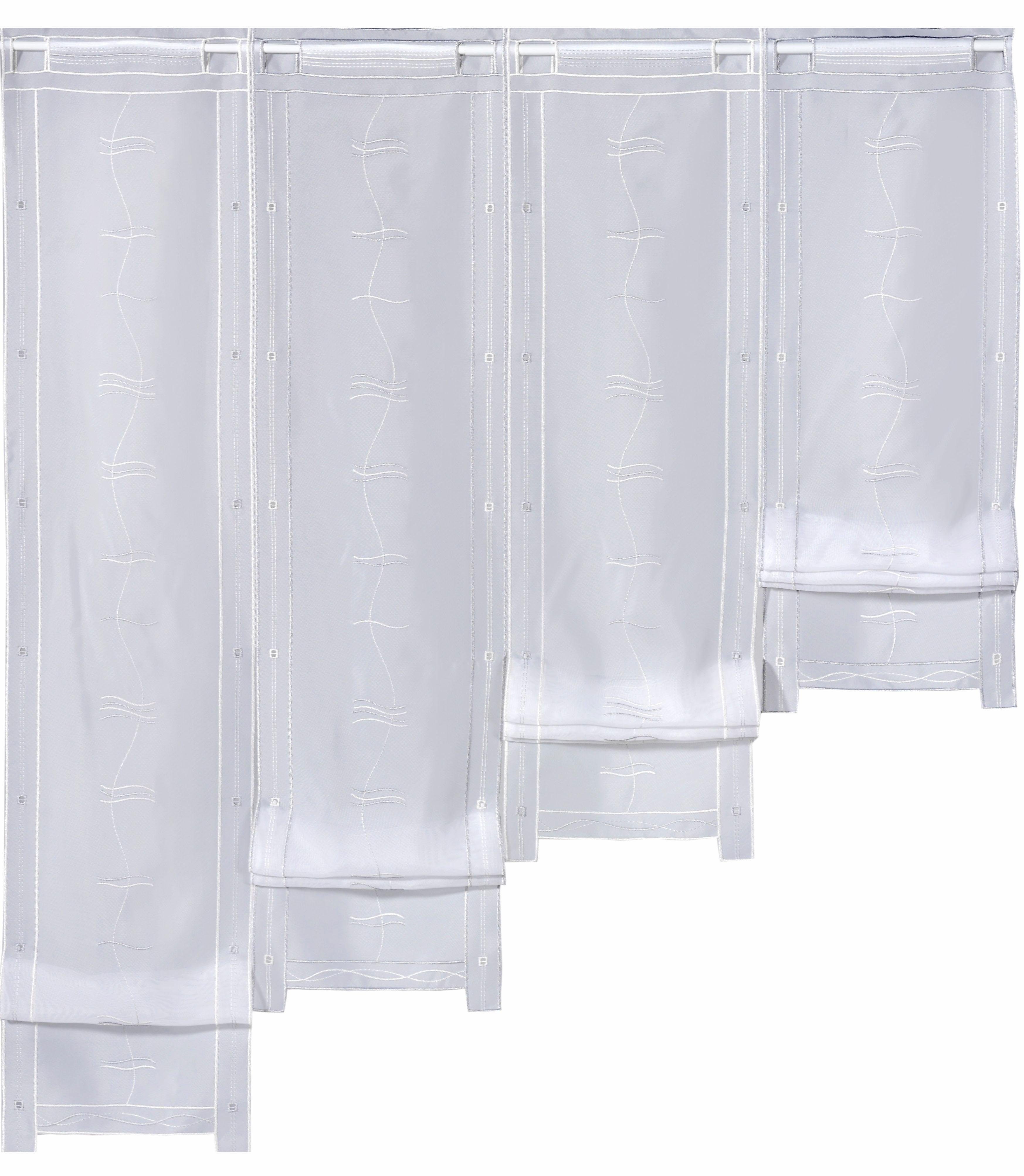 Scheibengardine Selina, Weckbrodt, Stangendurchzug (1 St), transparent, Voile, Hochraff, Gardine, Voile, Stickerei, bestickt, transparent, Raffung silberfarben