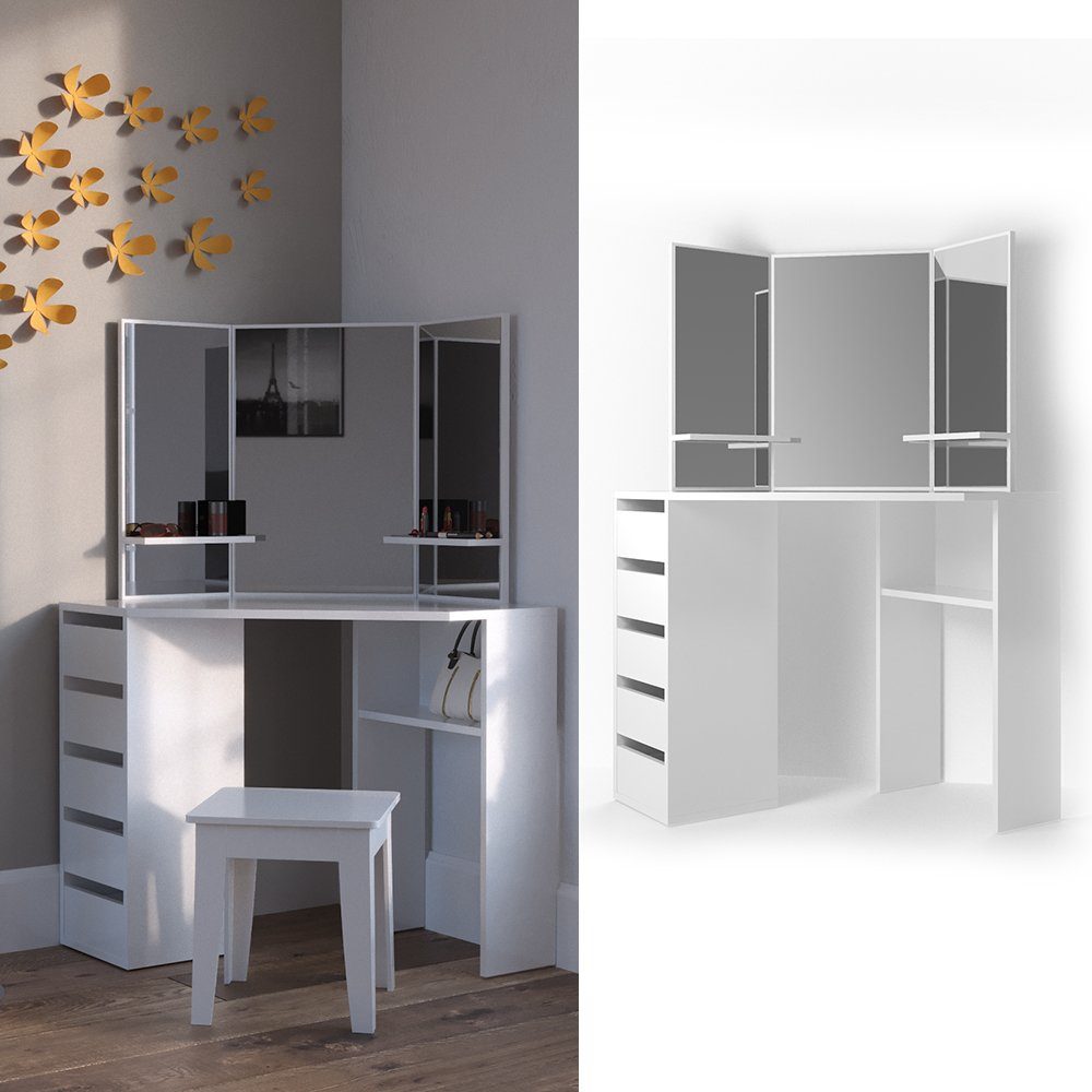 Vicco Schminktisch Arielle, Weiß, 110 cm günstig online kaufen
