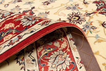 Teppich Isfahan Teppich handgeknüpft beige, morgenland, rechteckig, Höhe: 7 mm, handgeknüpft