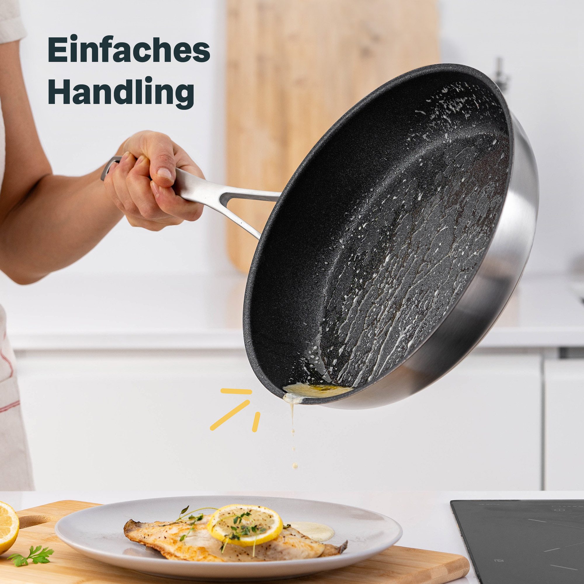 SILBERTHAL Bratpfanne 2er Set 24 & 28 cm, beschichtet, Induktion, Edelstahl (2-tlg), für alle Herdarten, backofenfest – Bild 5 von 5