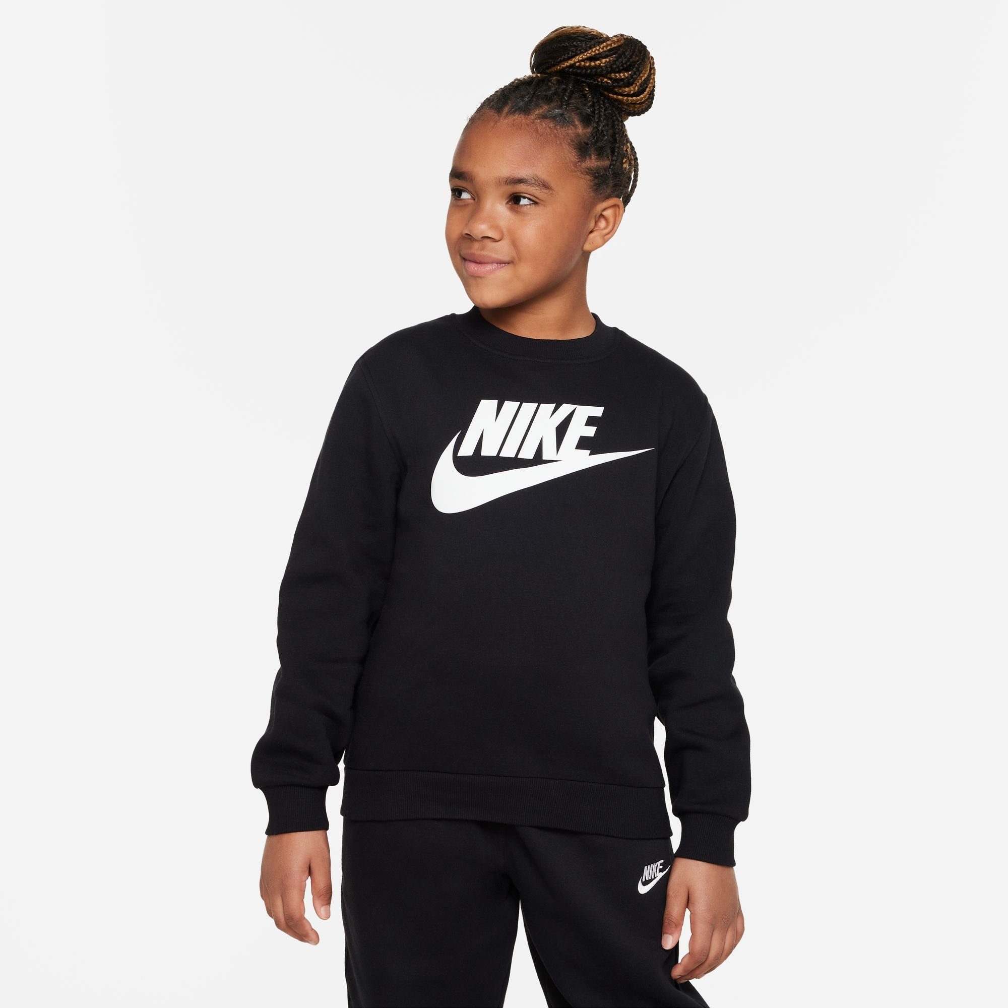 Nike Sportswear Sweatshirt CLUB FLEECE BIG KIDS' SWEATSHIRT BLACK/WHITE | Sweatshirts