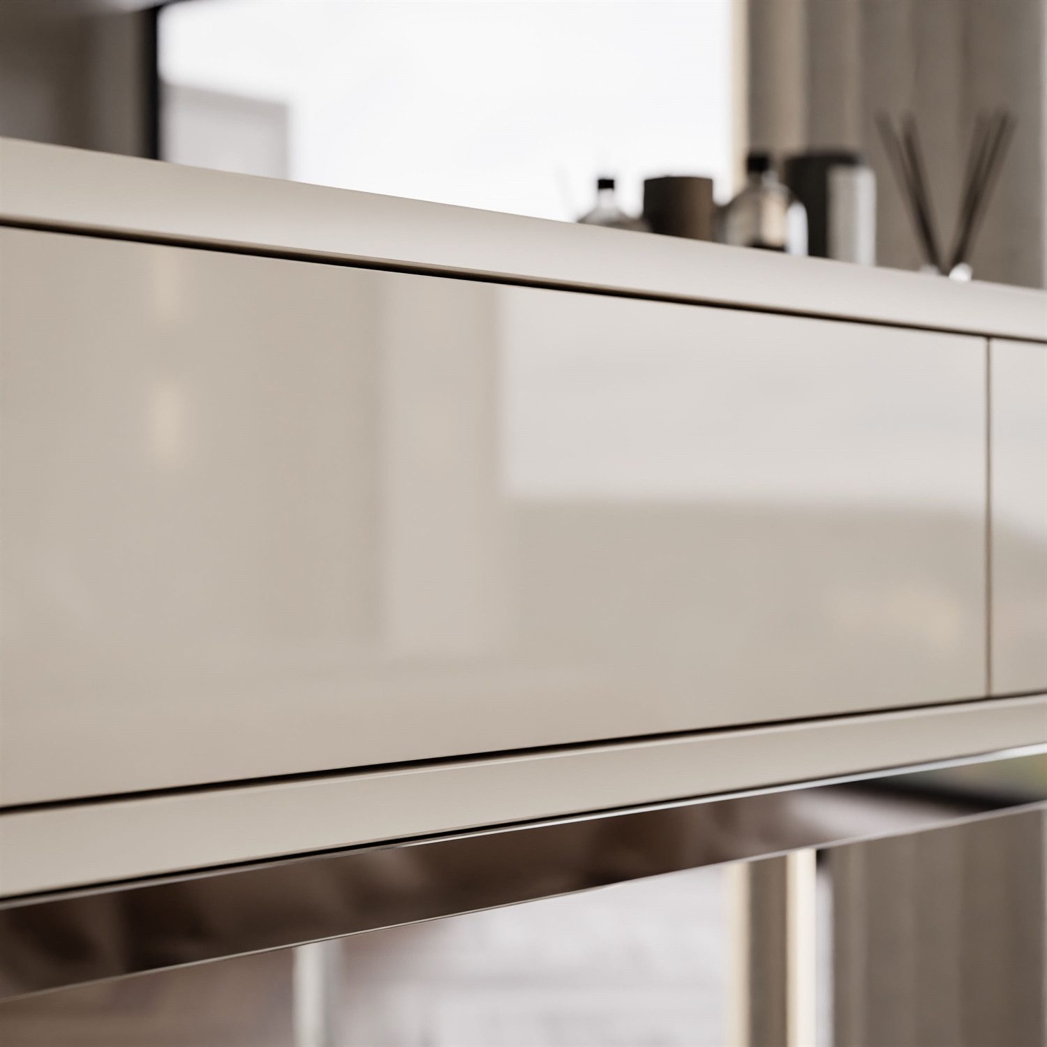 Lookway Konsolentisch BLANCO GLAMOUR Konsole in Kaschmir auf verchromtem Gestell, Breite: 100 cm, Höhe: 81 cm, Tiefe: 42 cm – Bild 5 von 5