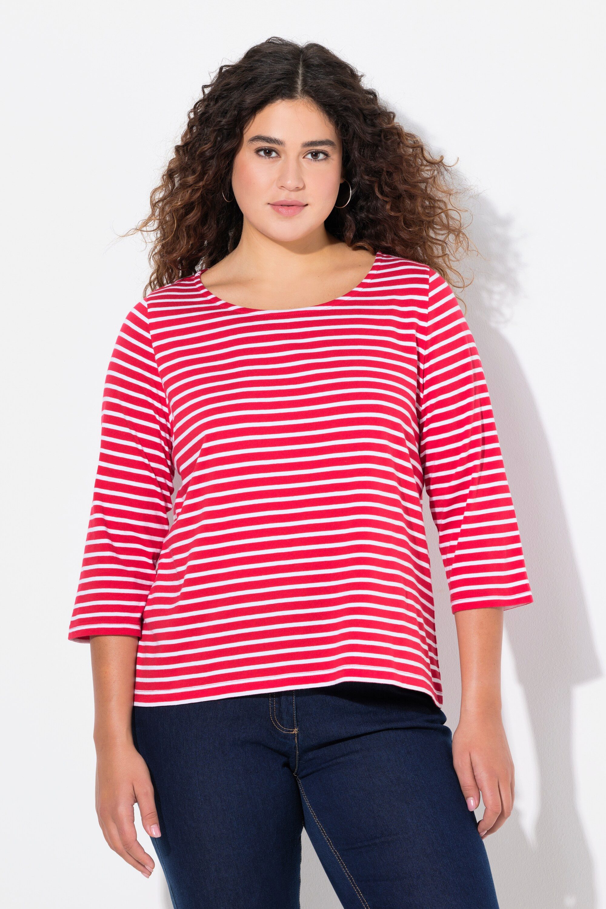 Ulla Popken T-Shirt Ringelshirt Classic Rundhals günstig online kaufen