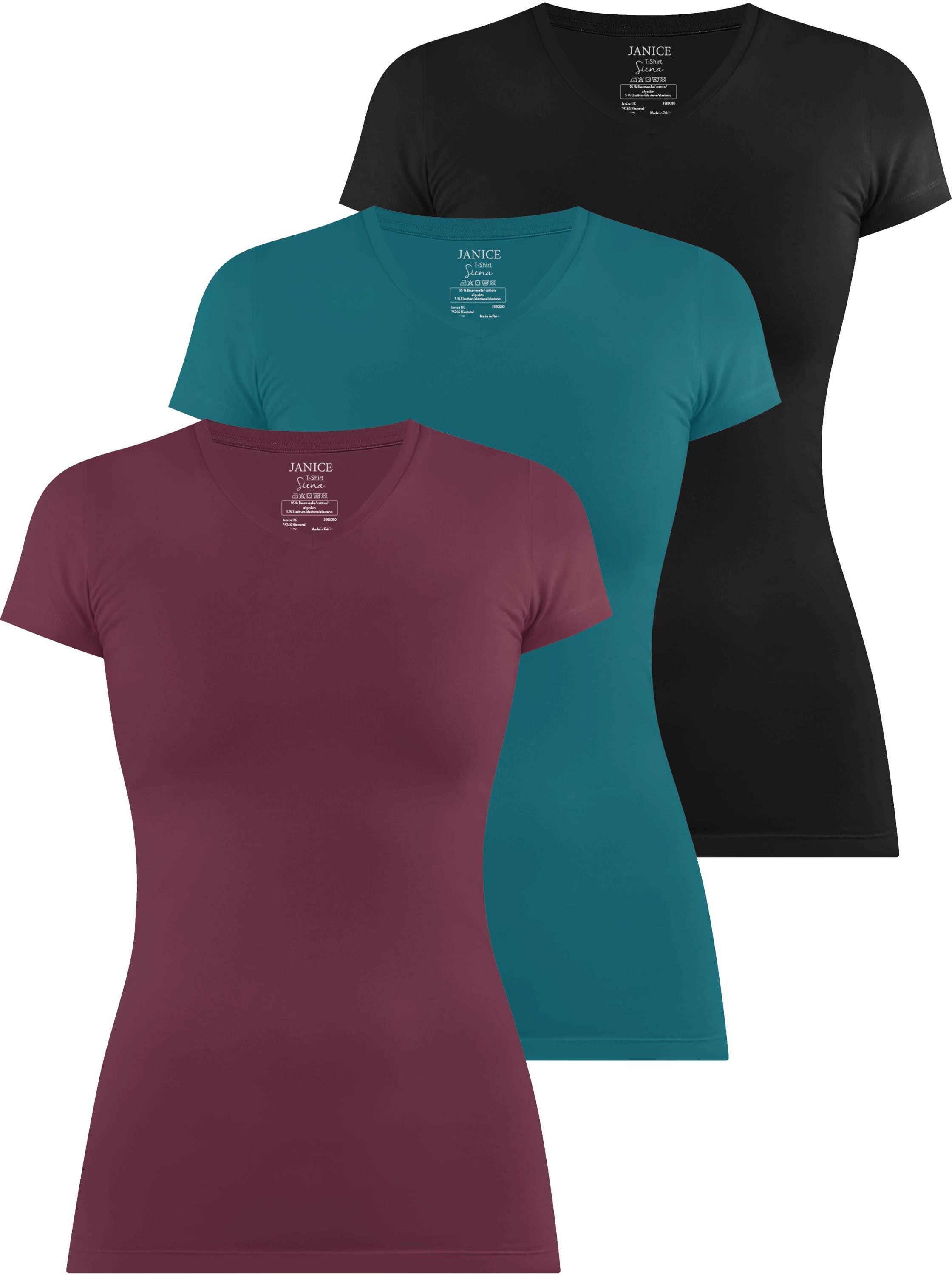 Janice Kurzarmshirt 3 x Figurbetontes T-Shirt mit V-Ausschnitt Siena Damen günstig online kaufen