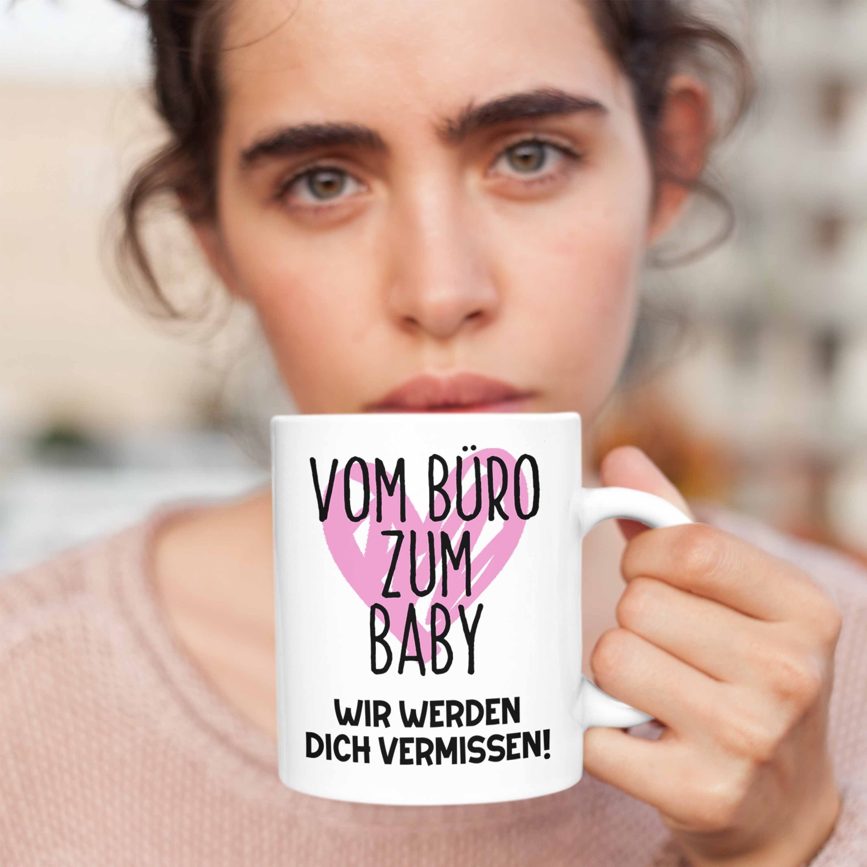 Trendation Tasse Mutterschutz Geschenk Werdende Abschieds Tasse Mama Kollegin Abschied Weiss