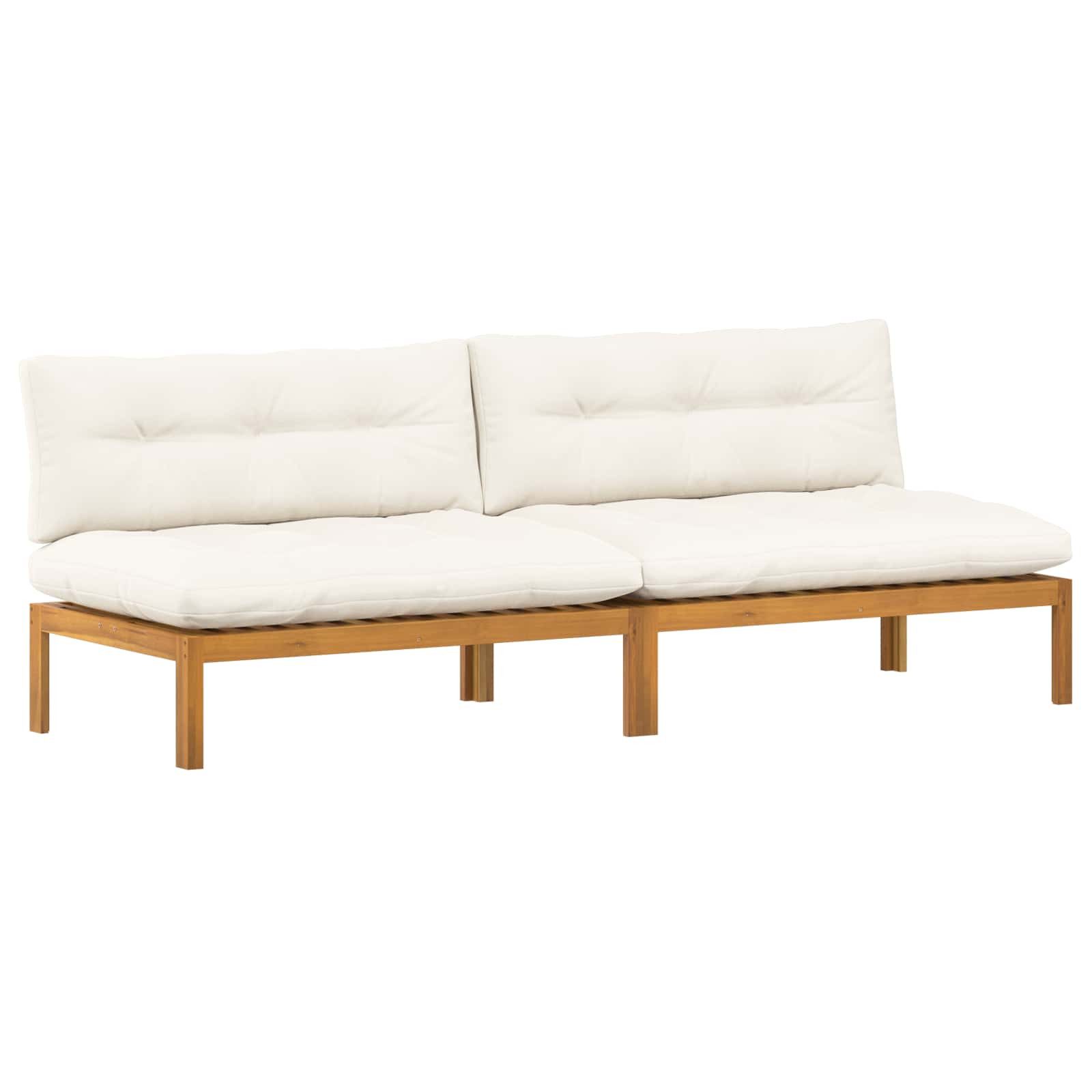 vidaXL Sofaelement Mittelsofa Einheit 2 Stk. Natürlich und Cremweiß nholz (2 St)