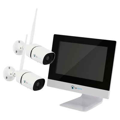 LUVISION »LV-101+2« Überwachungskamera (Außen- und Innenbereich, 2-tlg., 10,1 Zoll (25,1cm) NVR WLAN HD Funk Video Überwachungssystem 3MP mit 2 x WLAN IP Überwachungskamera Set)