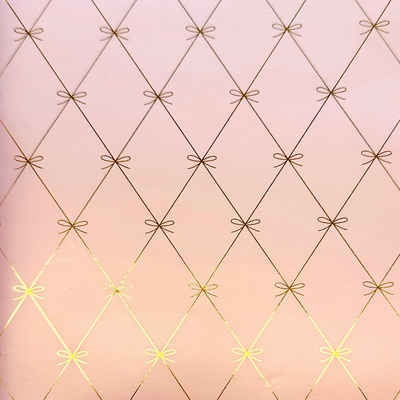 Star Geschenkpapier, Geschenkpapier mit Schleifen Muster 70cm x 2m Rolle rosa metallic matt