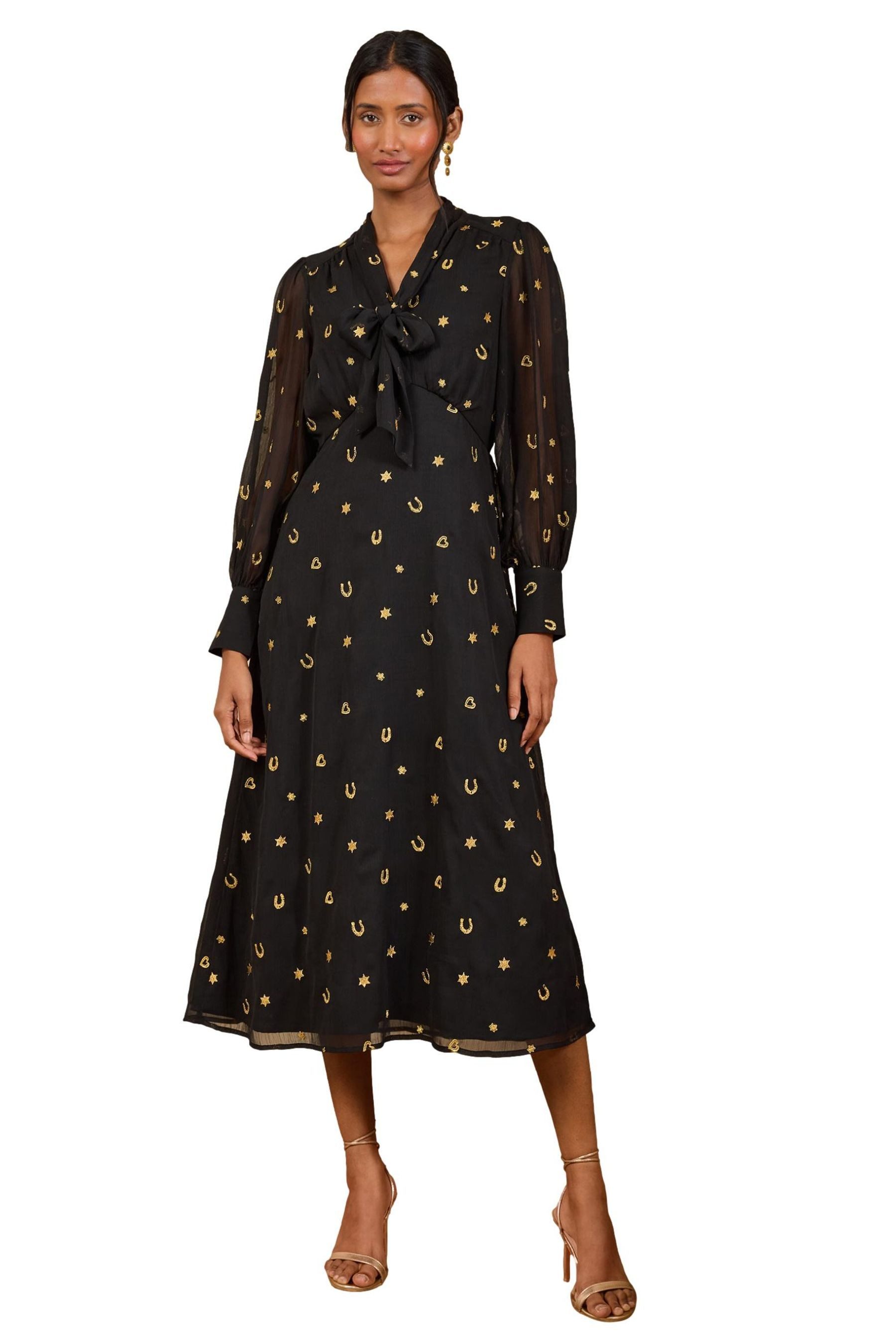 Love & Roses Midikleid Love & Roses Midikleid mit Stickerei, Regular (1-tlg)