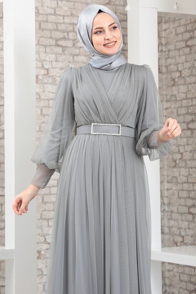 fashionshowcase Maxikleid Maxikleid Damen Kleid aus Tüll - Abiye Abaya - Mo günstig online kaufen