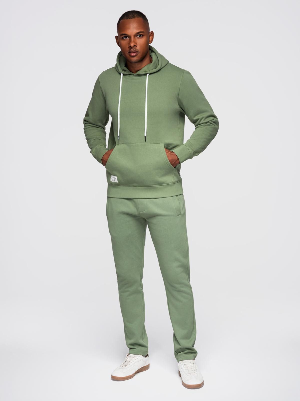 OMBRE Sweatanzug Herren Sweatanzug Bequem Baumwolle Regular Fit Grün L (kein Set, 1-tlg., Komplet)