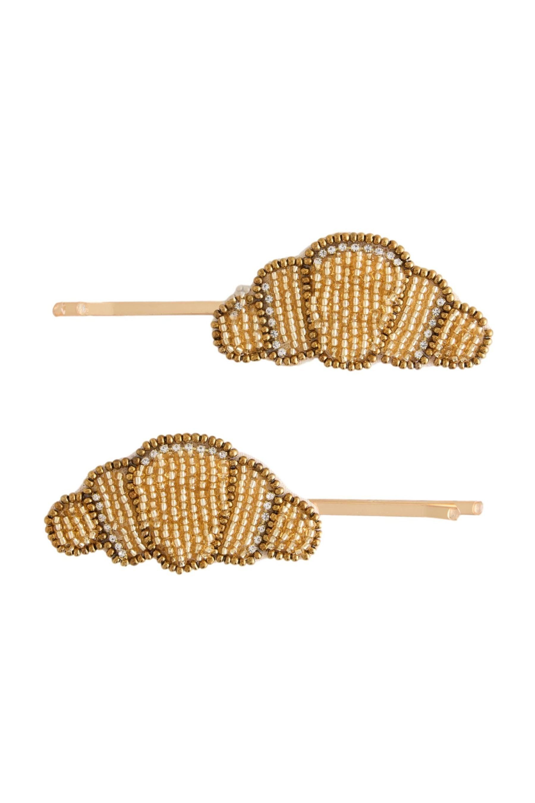 Next Haarclip 2er-Pack Croissant-Haarclips mit Perlen