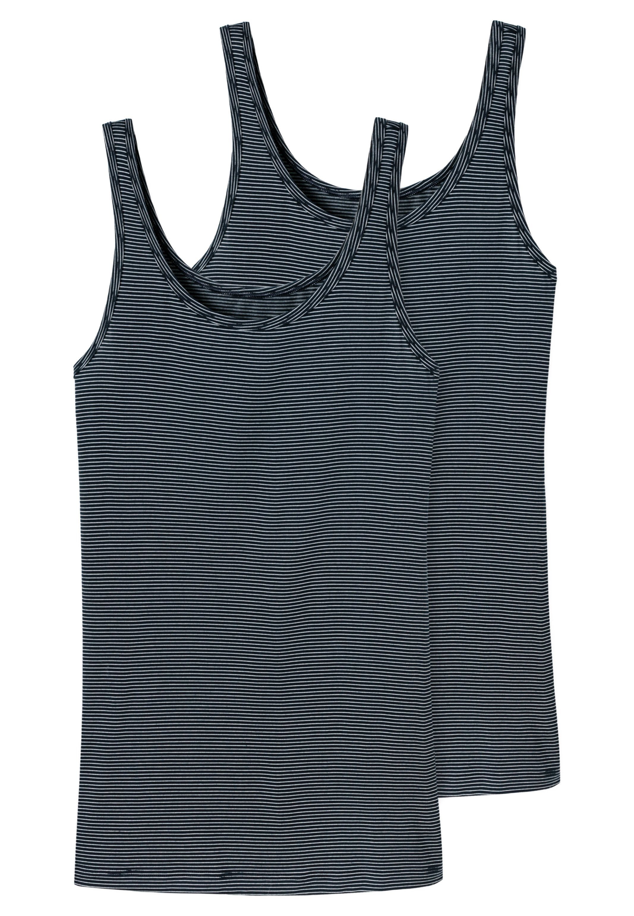 Schiesser Unterhemd 2er Pack - mit / bequemer, Single-Jersey-Qualität feinem Einfass, Armausschnitt Hals- und Top elastischer herrlich Modal Essentials In (Spar-Set, 2-St) Unterhemd