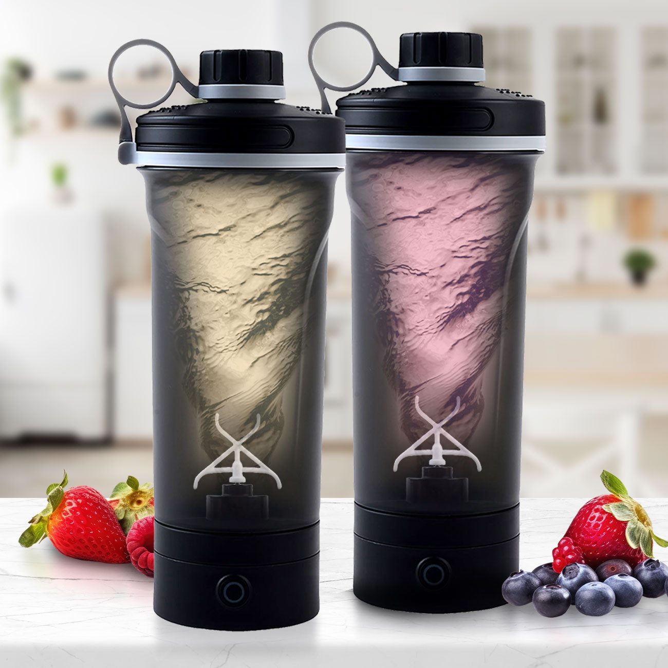 shop'n smile ideoon Akku-Smoothie-Maker Akku-Shaker Protein-Mixer tragbar mit USB-C Ø10,6 x 25,6 cm, 600ml Akku-Shaker für klumpenfreie Proteinshakes