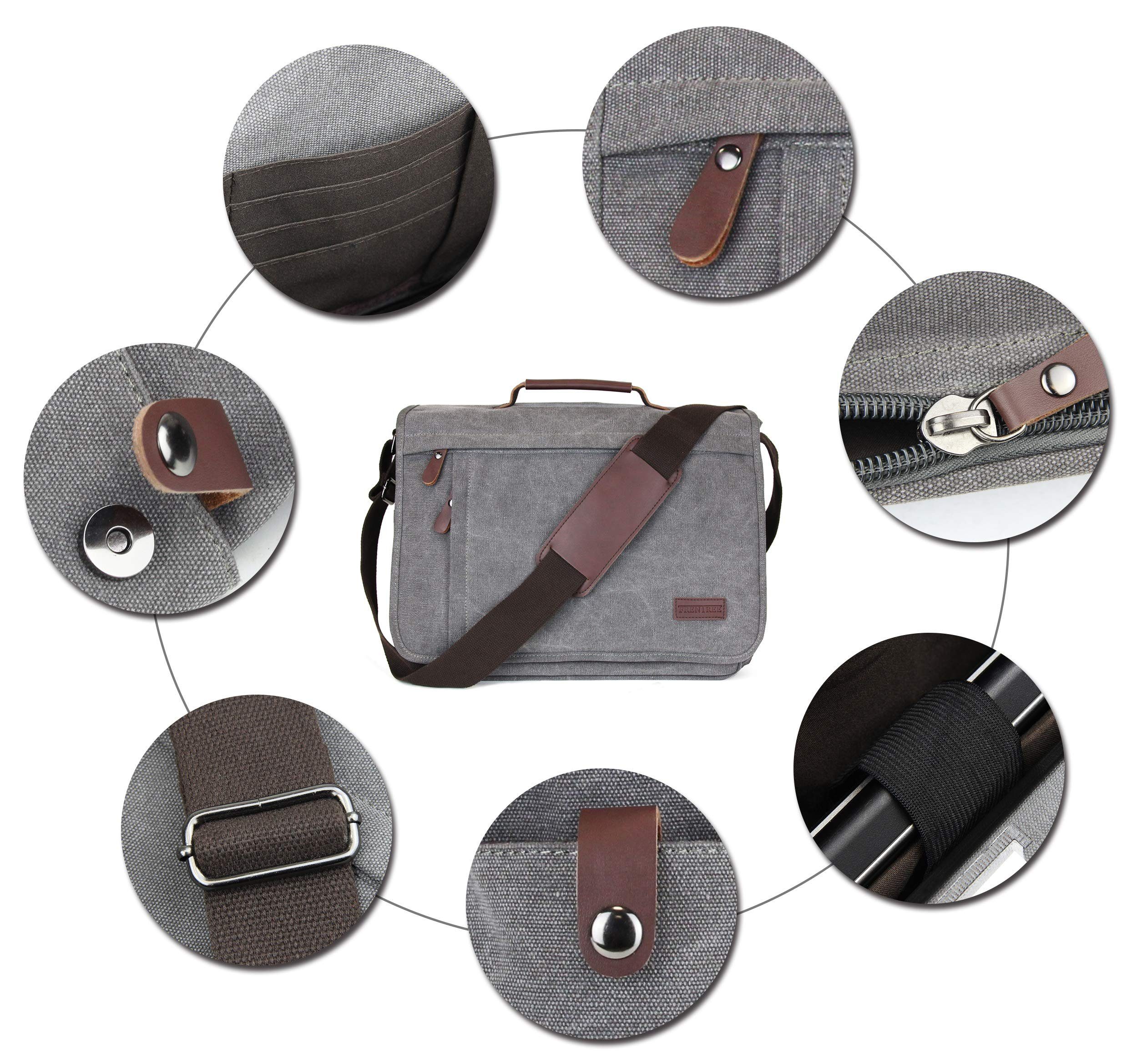 Frentree Laptoptasche Umhängetasche praktische Allrounder, Laptoptasche bis 15.6 Zoll Laptops Notebook Canvas Tasche
