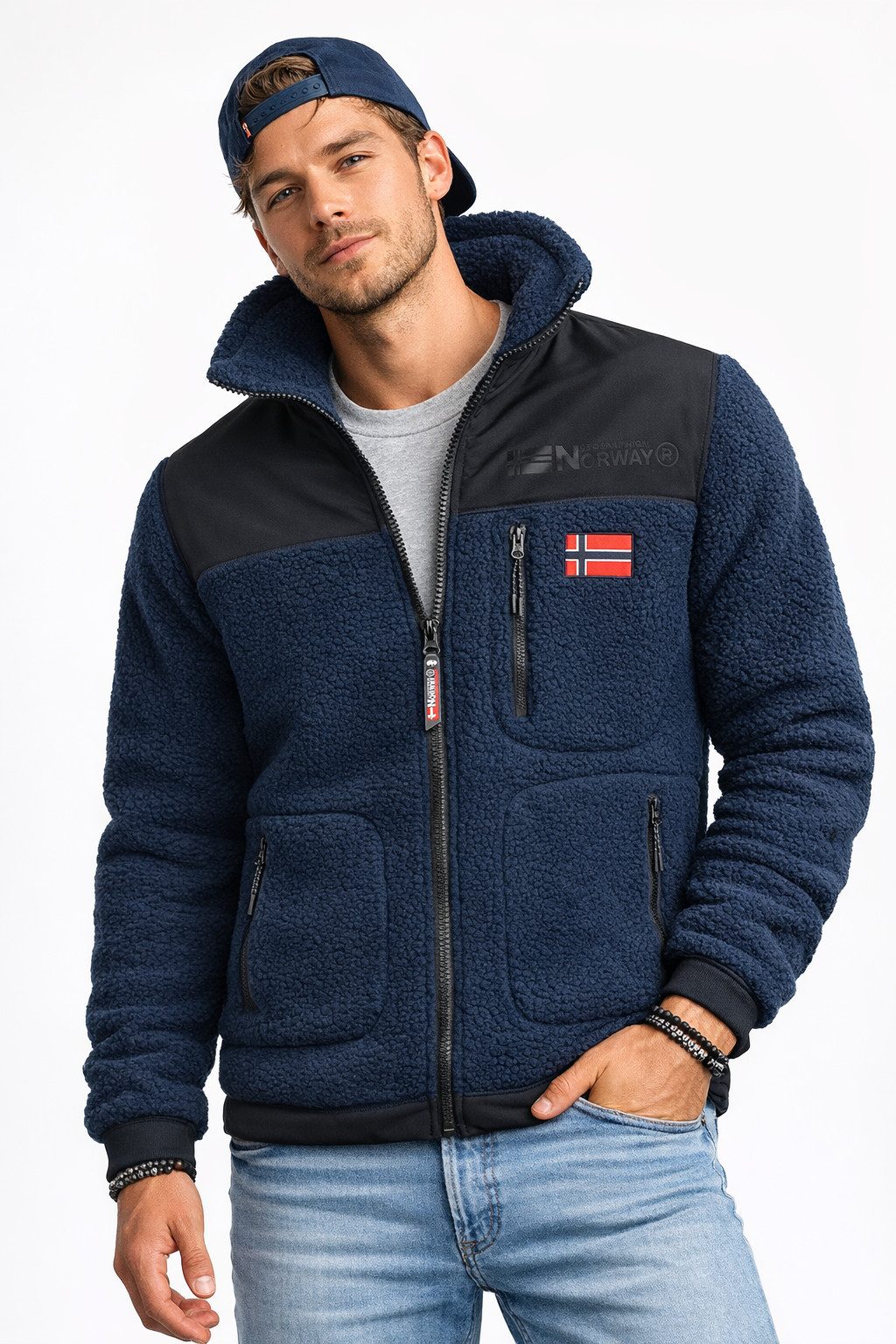 Geographical Norway Fleecejacke Winter Jacke Herren Teddy Polar Fleece Outdoor Übergangs Herbst
