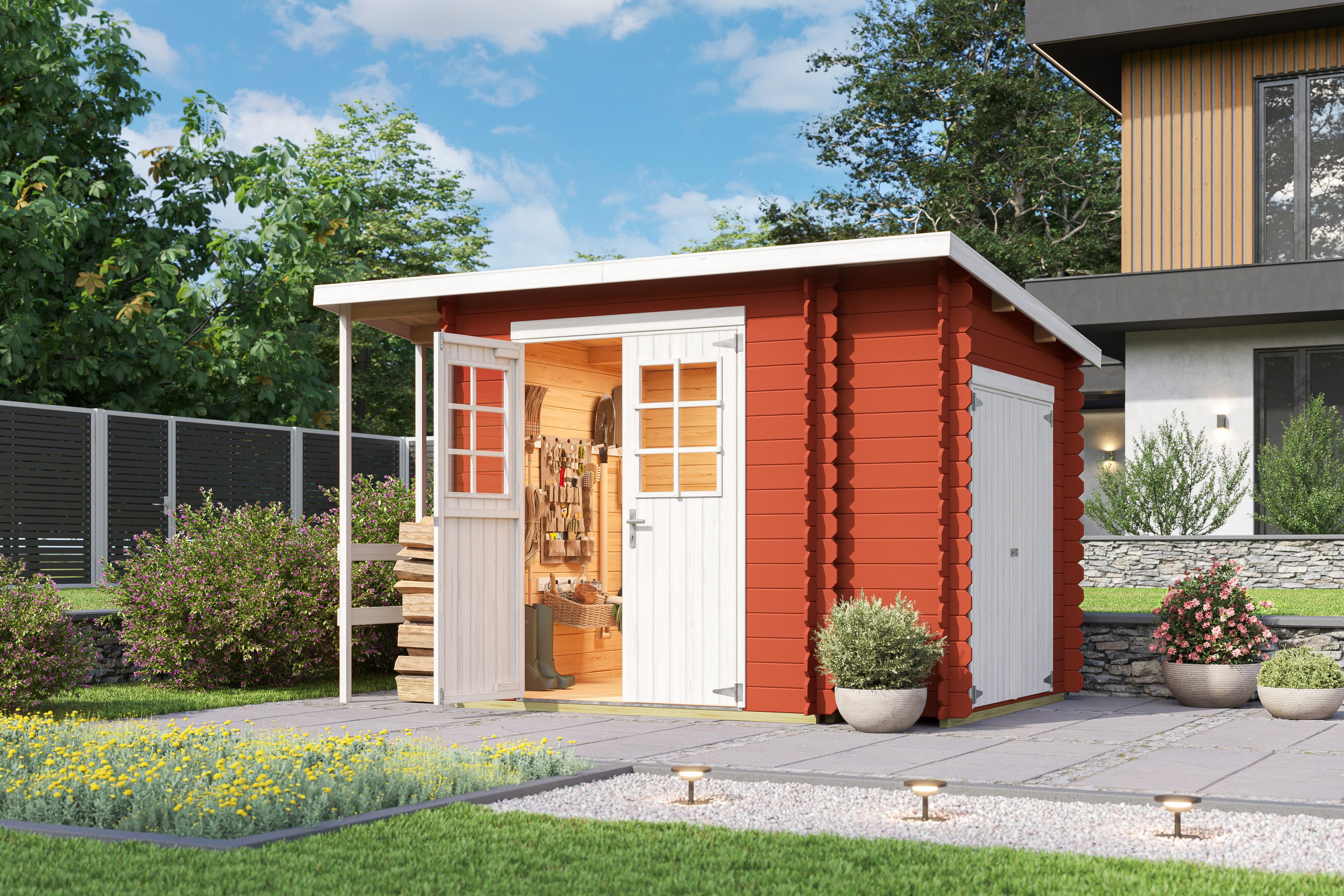 Nordic Holz Gartenhaus Vilano 3, BxT: 340x235 cm, mit 3 getrennten Bereiche