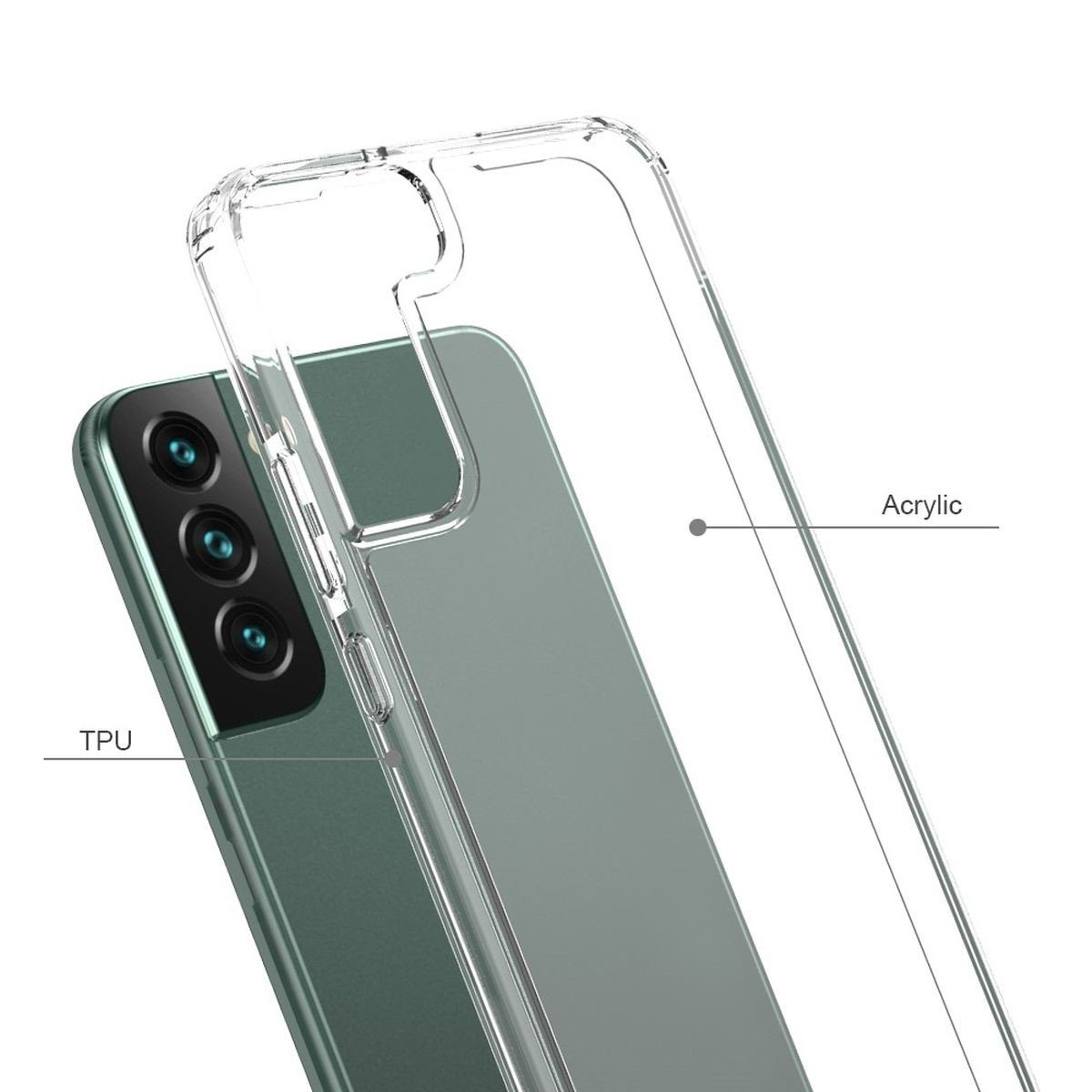 CoverKingz Handyhülle Hülle für Samsung Galaxy S22+ (Plus) Handy Cover Hybrid Silikon Case 16,5 cm (6,5 Zoll), Handyhülle Schutzhülle Transparent Hybrid Silikonhülle Bumper