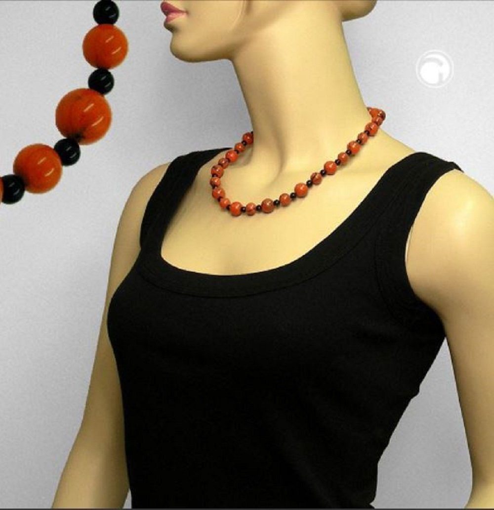 unbespielt Collier Kette mit Kunststoffperlen koralle-schwarz 50 cm, Modesc günstig online kaufen