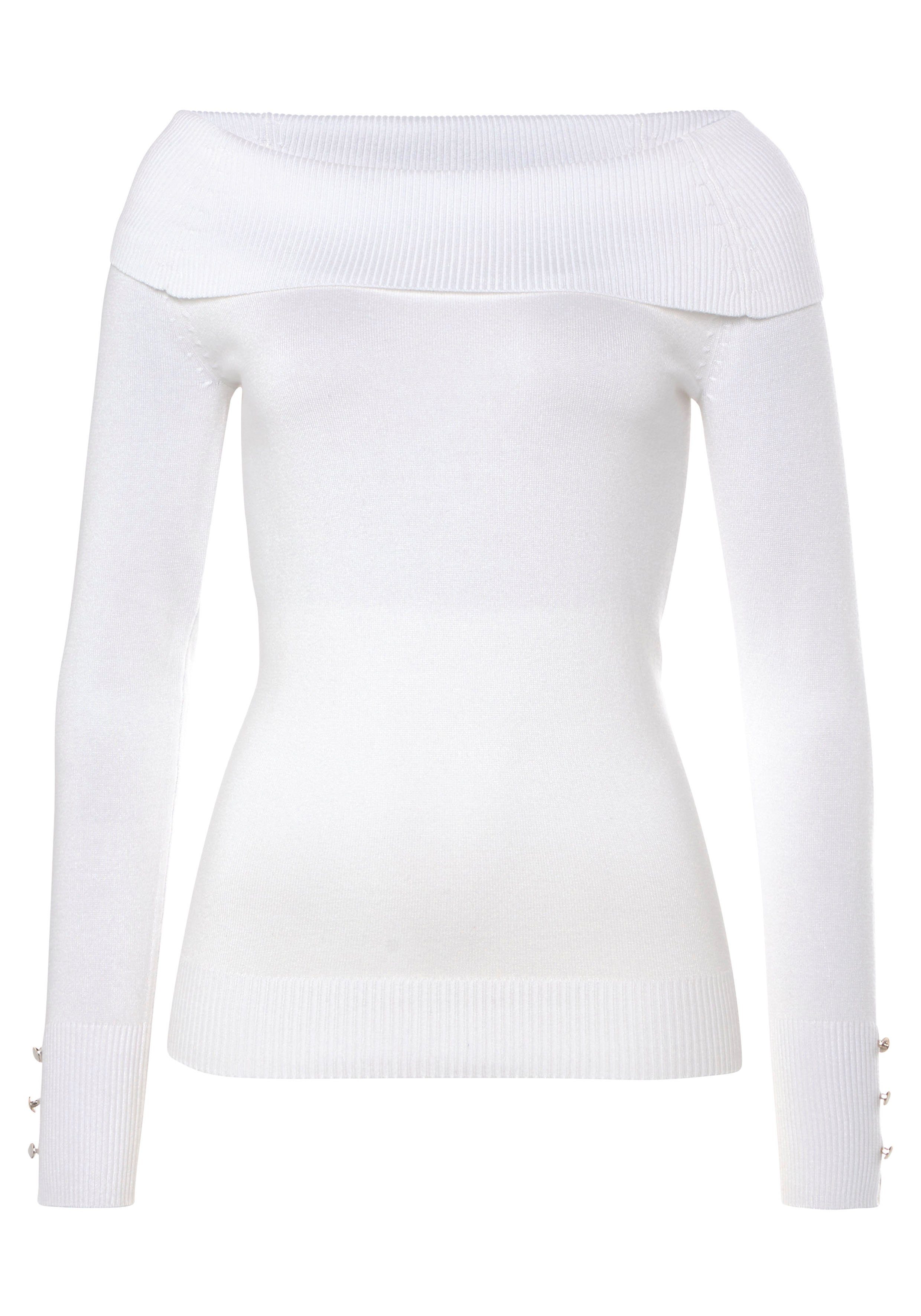 Melrose Carmenpullover mit Zierknöpfen in femininem Schnitt