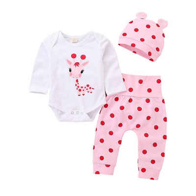 Lapastyle Shirt & Leggings Baby Neugeborenes Langarm Casual Basic Kleidung, süßer Stil (Set, 3-tlg) Tierdruck, Tupfendruck, süßes Set für Baby Mädchen