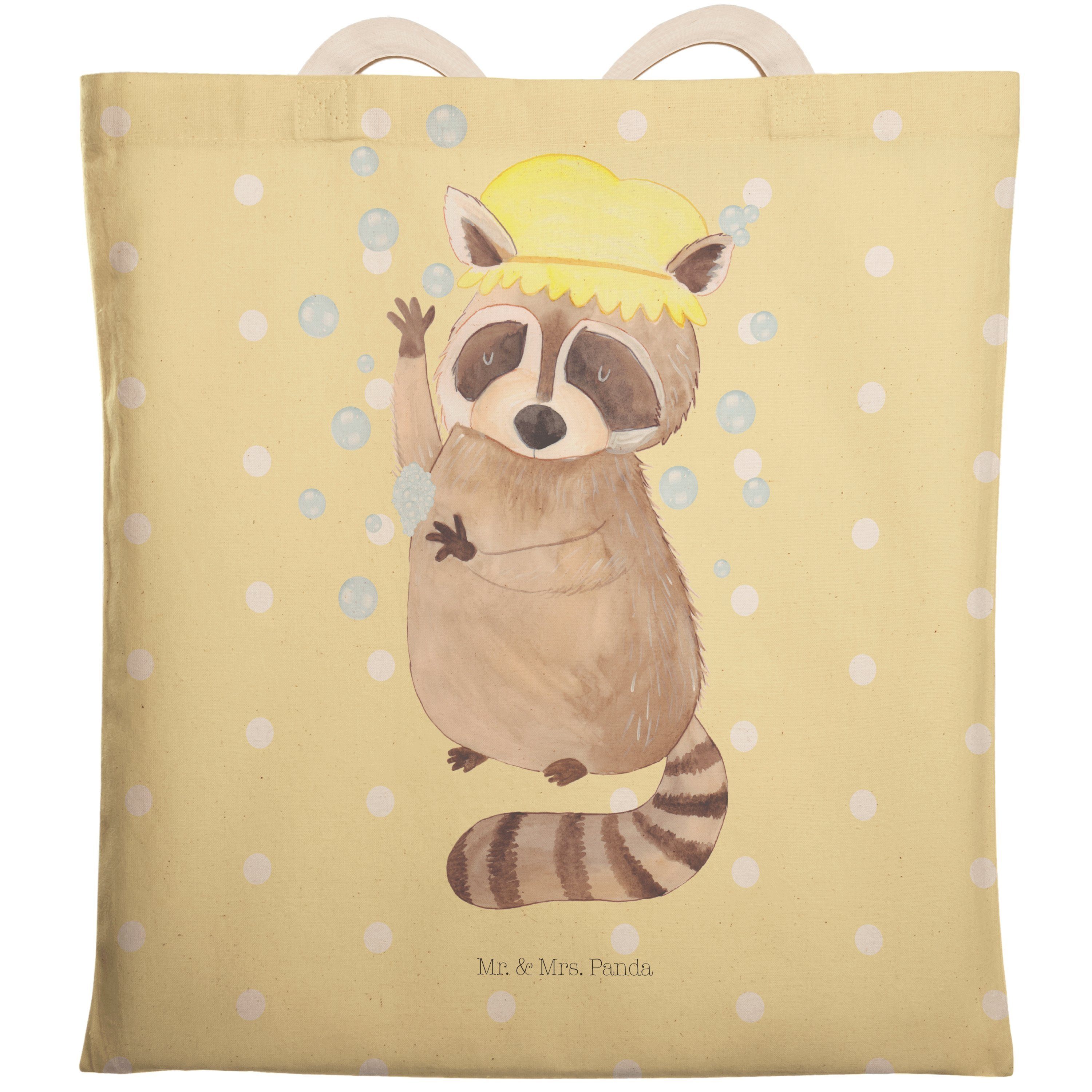 Mr. & Mrs. Panda Tragetasche Waschbär - Gelb Pastell - Geschenk, Stofftasche, waschen, Gute Laune, (1-tlg), Praktisch & Umweltfreundlich