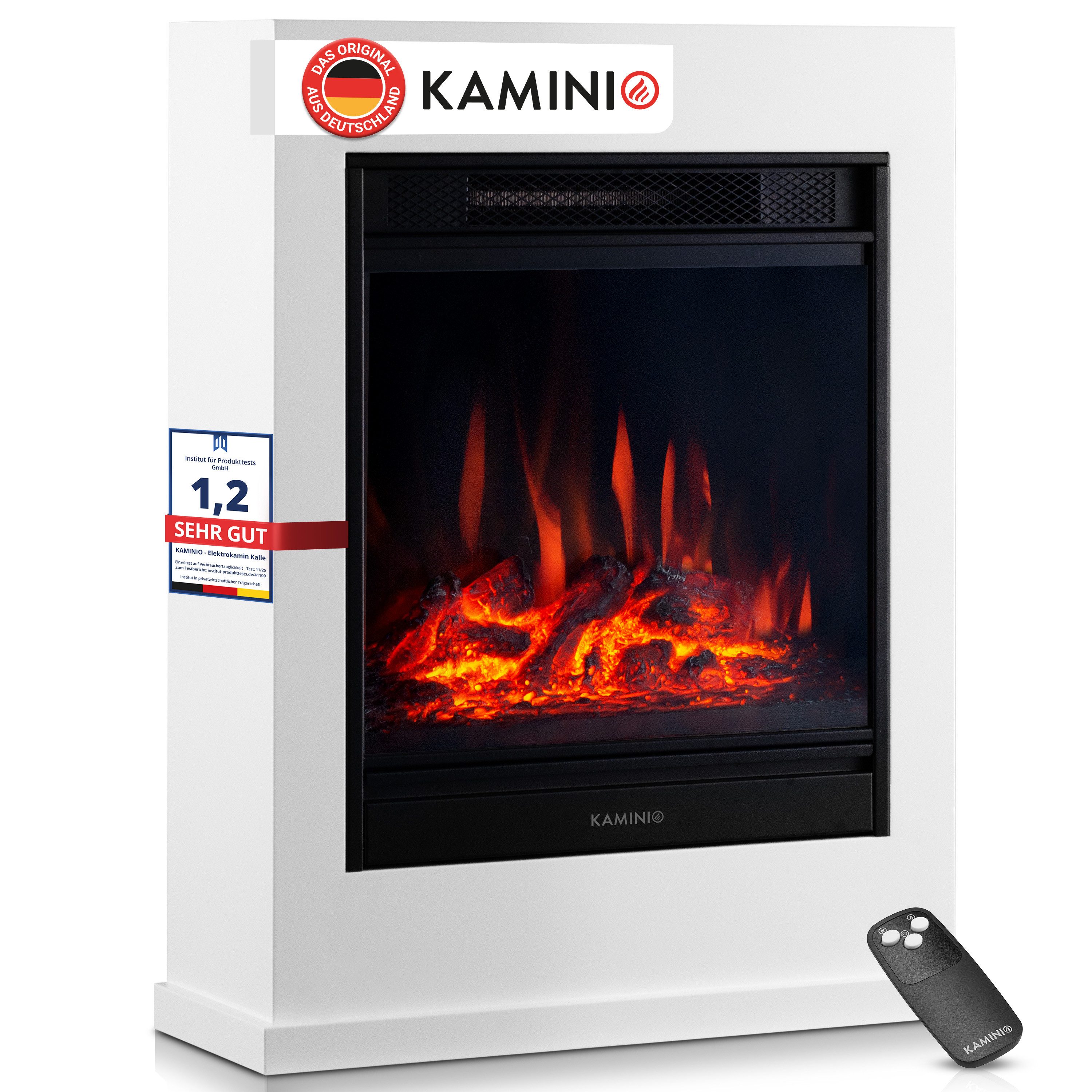 KAMINIO Elektrokamin KALLE, Elektrischer Kamin mit 3D-Flammeneffekt, Heizung 1800W