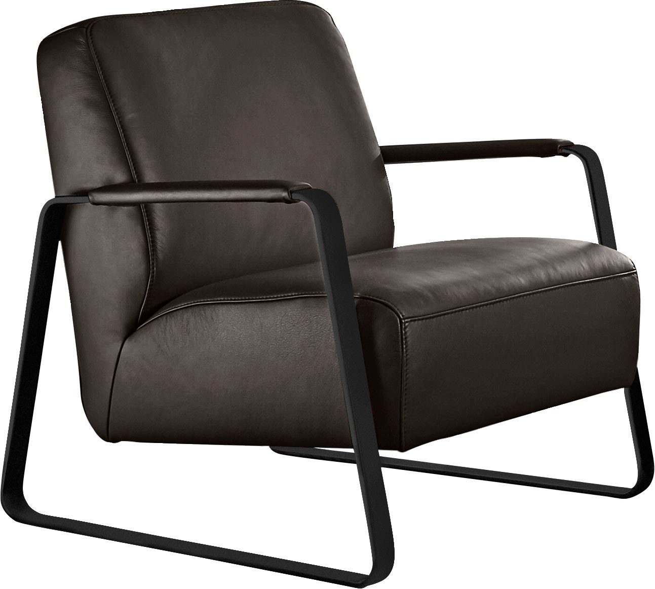 W.SCHILLIG Cocktailsessel quadroo Loungesessel, mit bezogenen Armlehnen, Gestell in Schwarz pulverbeschichtet