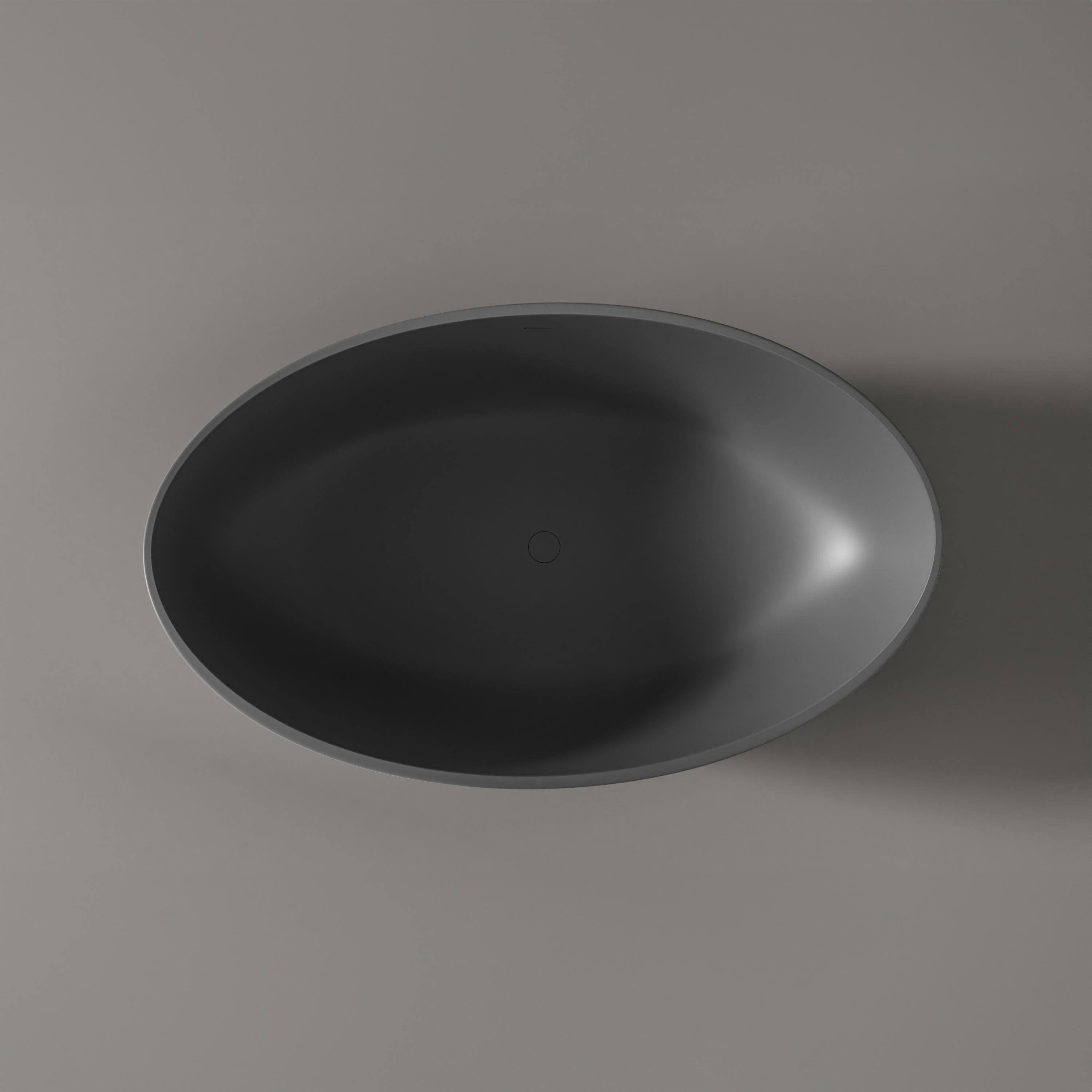 Bernstein Badewanne WAVE STONE Grau matt 180 x 110 cm, Freistehende Badewanne Mineralguss grau matt Wellenform