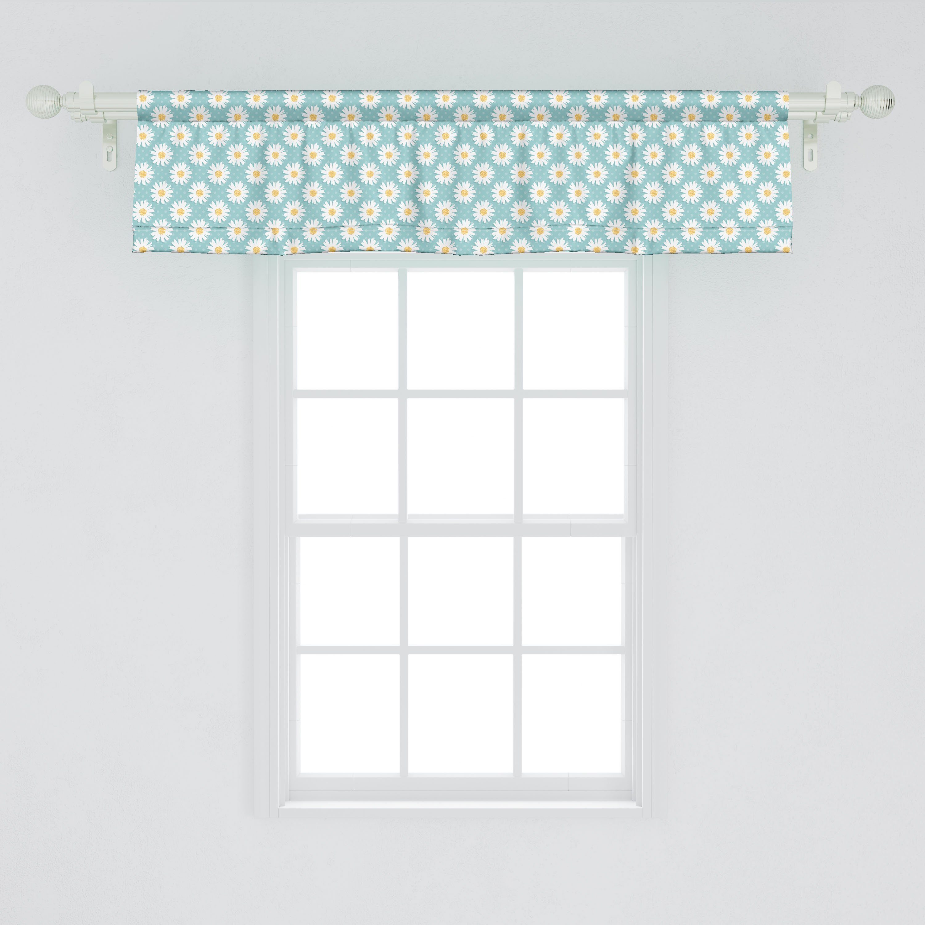 Scheibengardine Vorhang Volant für Gänseblümchen-Blüten-Blasen-Liebe Abakuhaus, Dekor Frühling mit Küche Microfaser, Stangentasche, Schlafzimmer