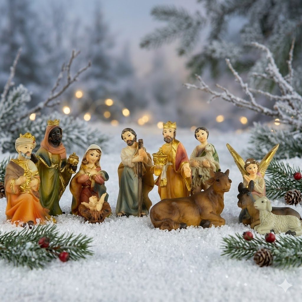 dekoprojekt Krippenfigur Krippenfiguren 12-tlg. K 181 (Set, 12 St., 12-tlg), handbemalte Krippenfiguren