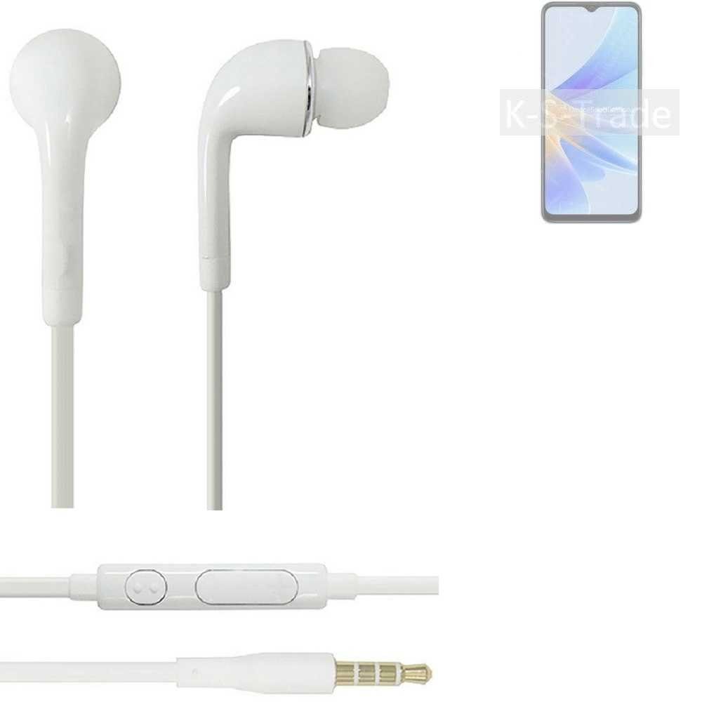K-S-Trade für Oppo A17 In-Ear-Kopfhörer (Kopfhörer Headset mit Mikrofon u Lautstärkeregler weiß 3,5mm)