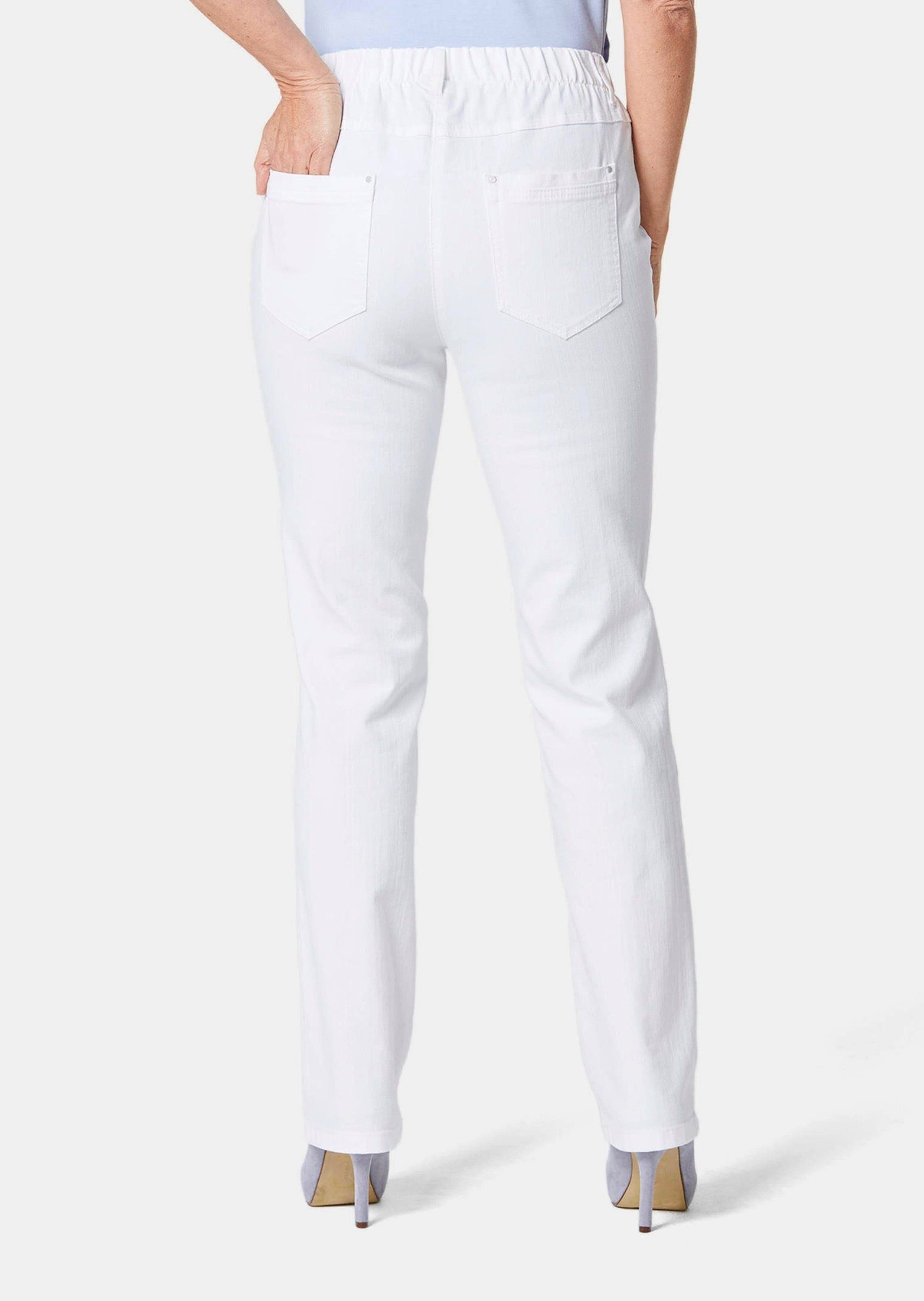 GOLDNER Bequeme Jeans Klassische Jeanshose mit Komfortbund Unifarbenes Design mit praktischem Schlupfbund und modernem Kragen