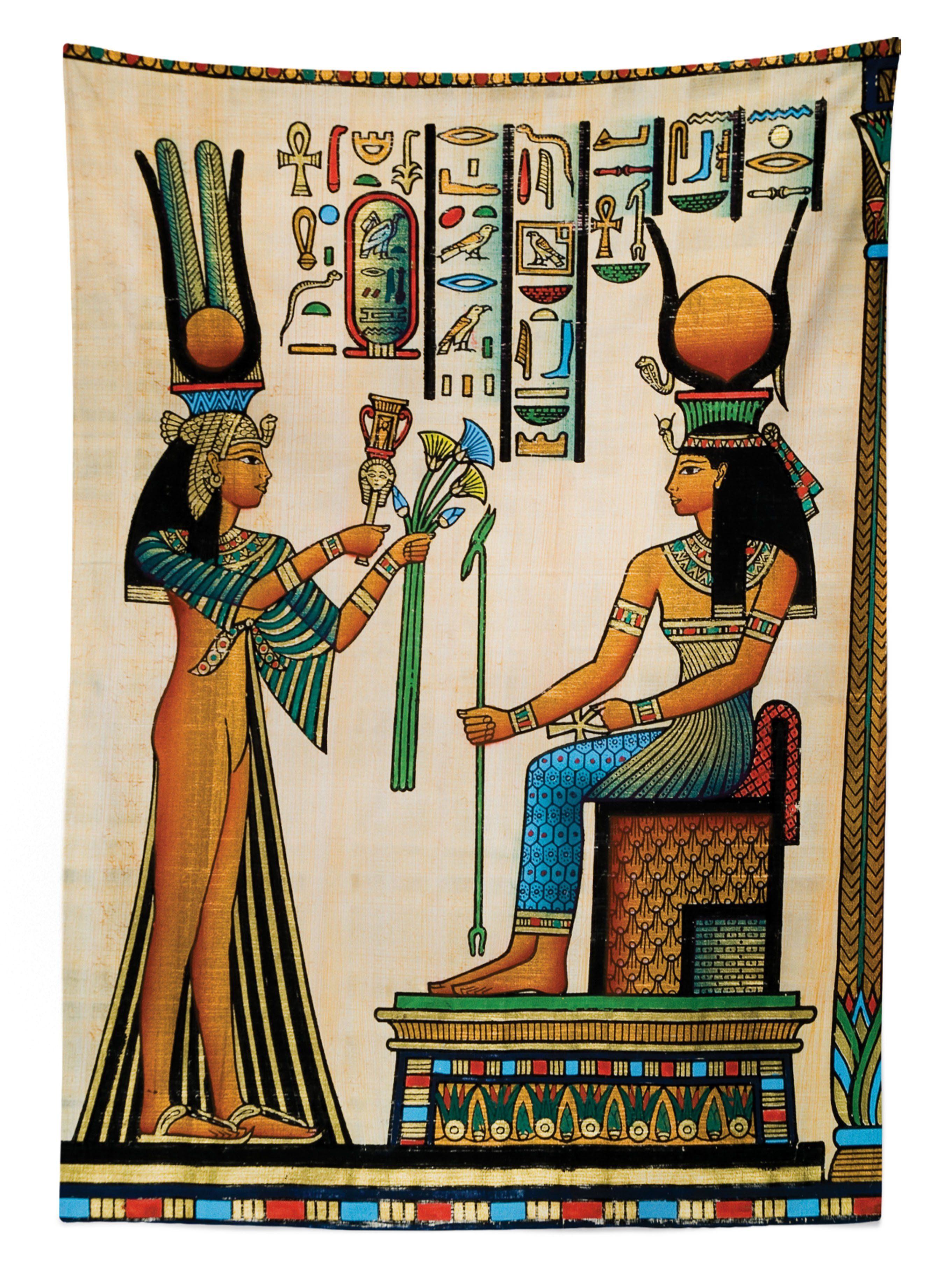 Tischdecke ägyptisch Altägyptischen Papyrus Klare Außen Farbfest den geeignet Waschbar Abakuhaus Für Bereich Farben,