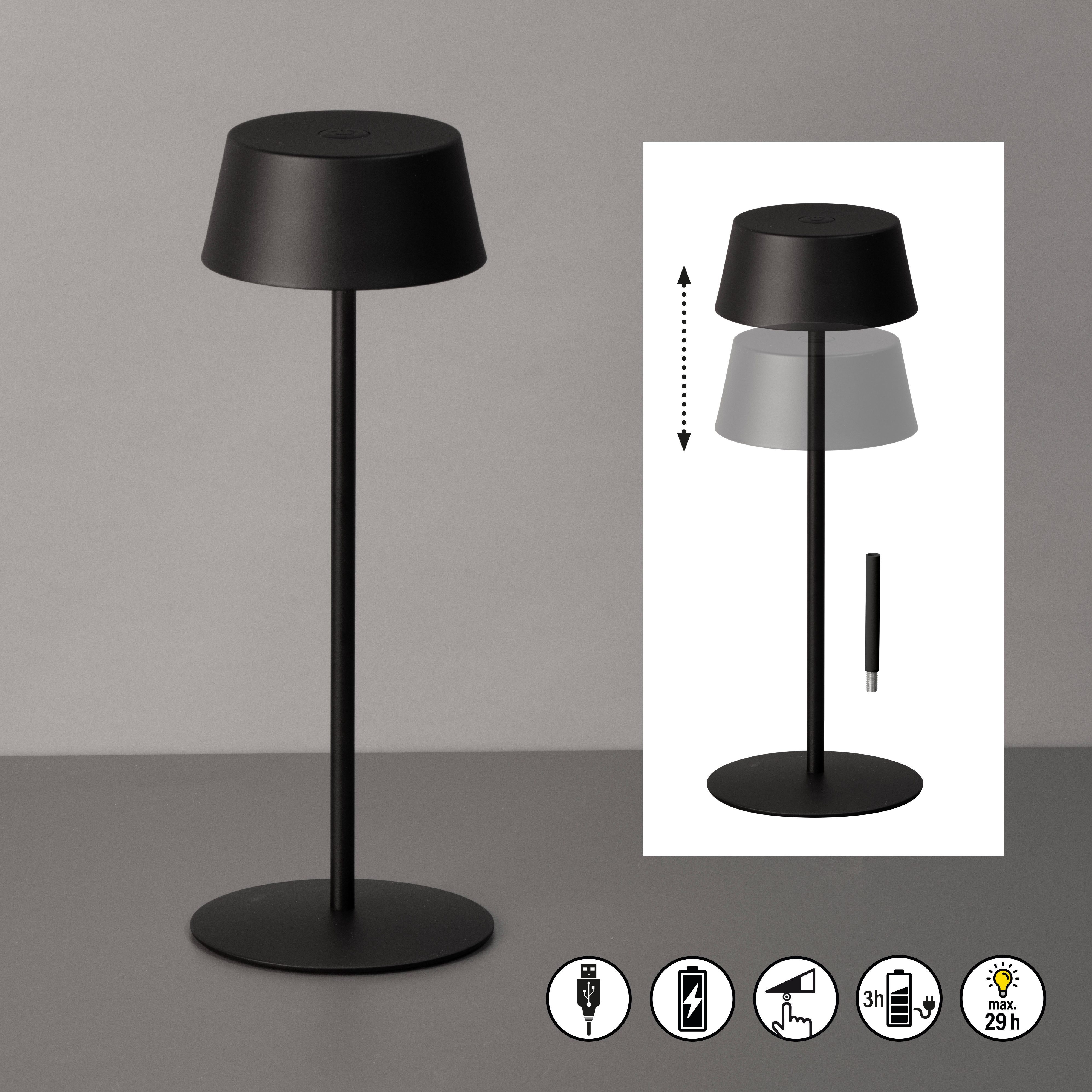 easy! BY FHL Außen-Tischleuchte Verona, Dimmfunktion, USB-Ladefunktion, LED fest integriert, Warmweiß, lange Leuchtdauer