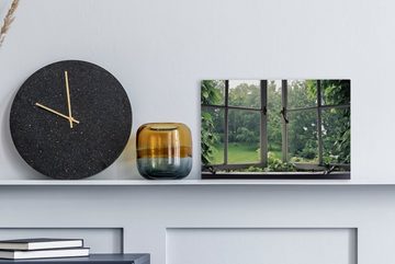 OneMillionCanvasses® Leinwandbild Überwuchertes altes Fenster, (1 St), Wandbild Leinwandbilder, Aufhängefertig, Wanddeko, 30x20 cm