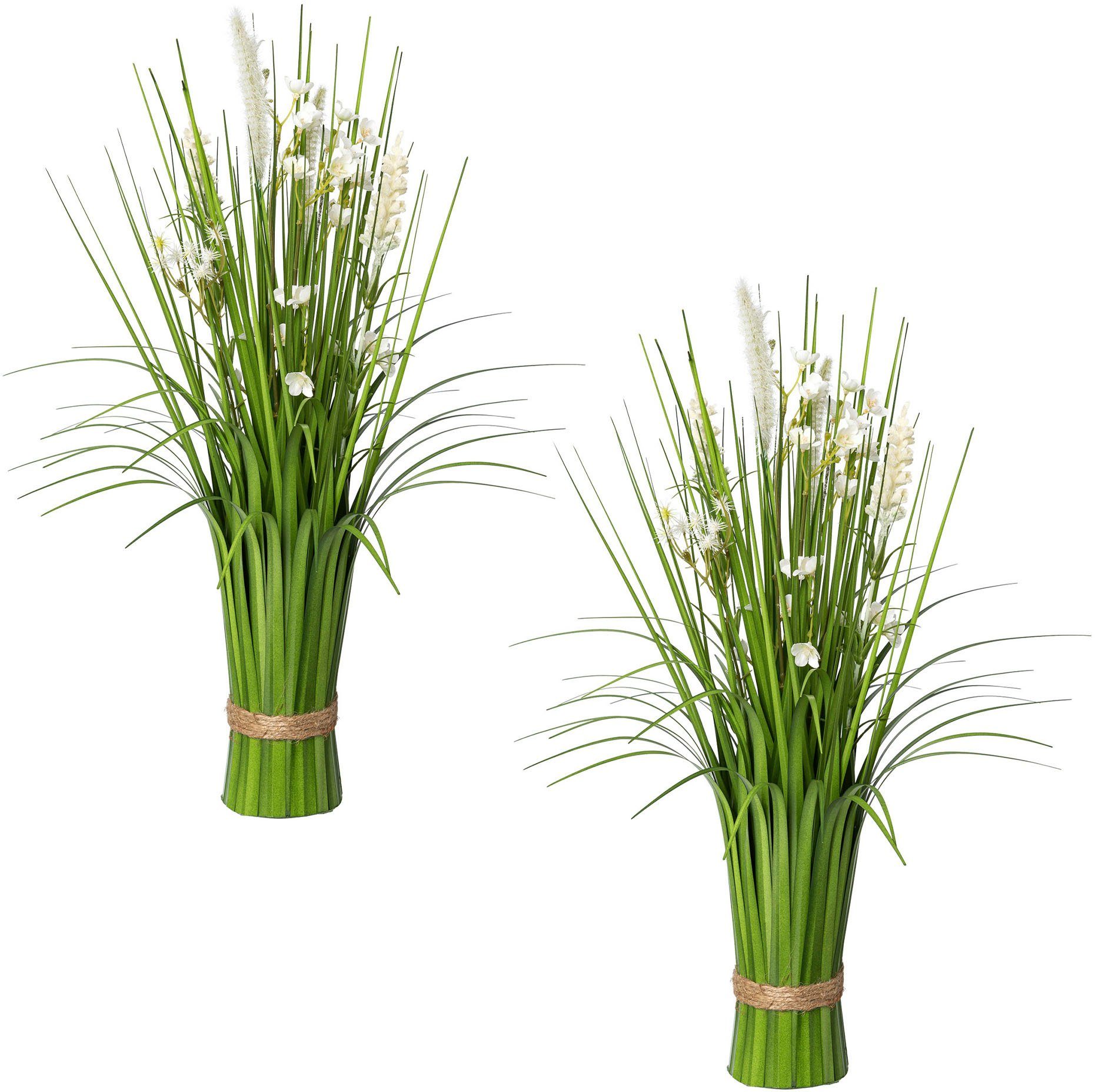 Kunstgras Stehgras-Busch mit Blüten, Creativ green, günstig online kaufen